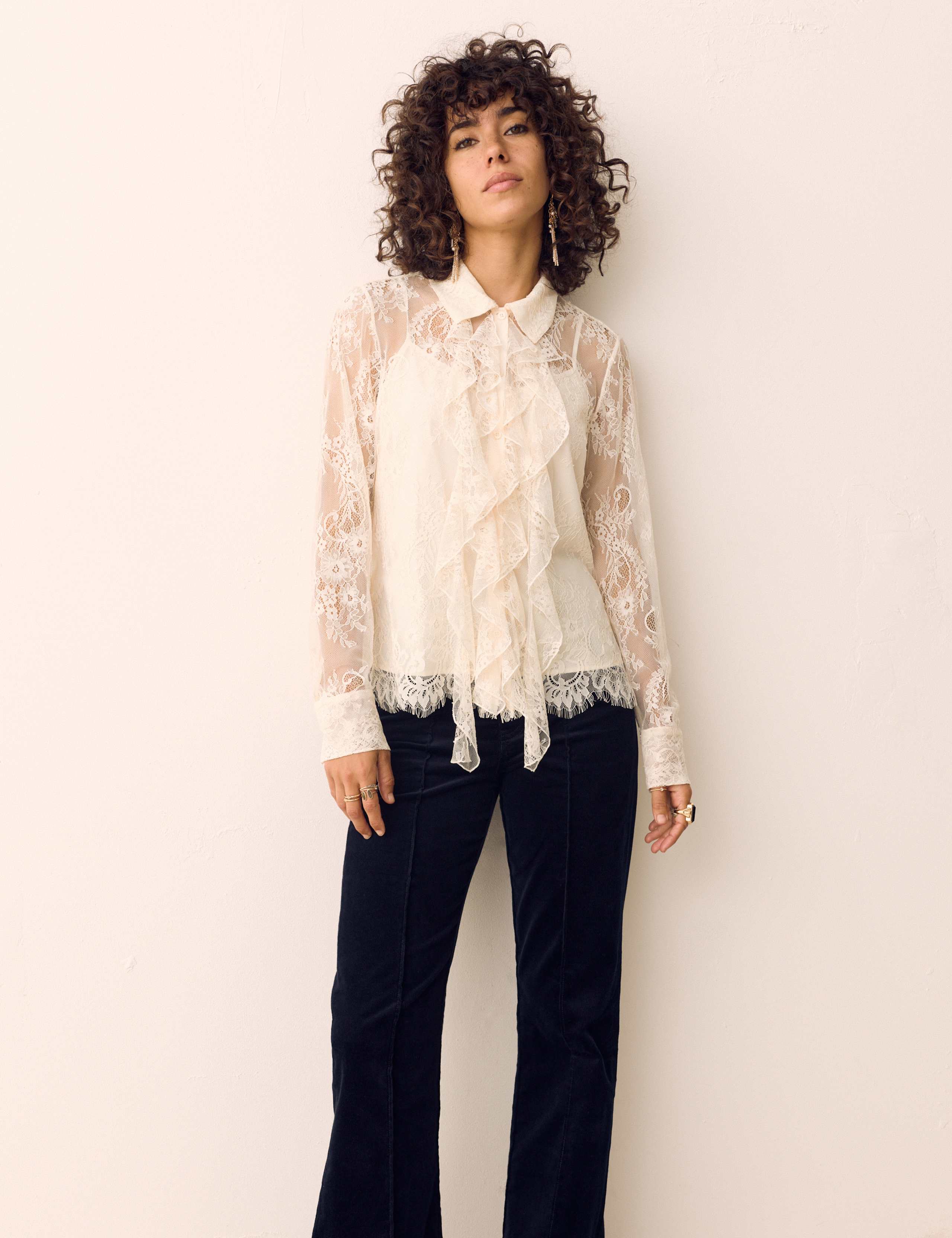 Lace Collared Ruffle Shirt 3 of 7