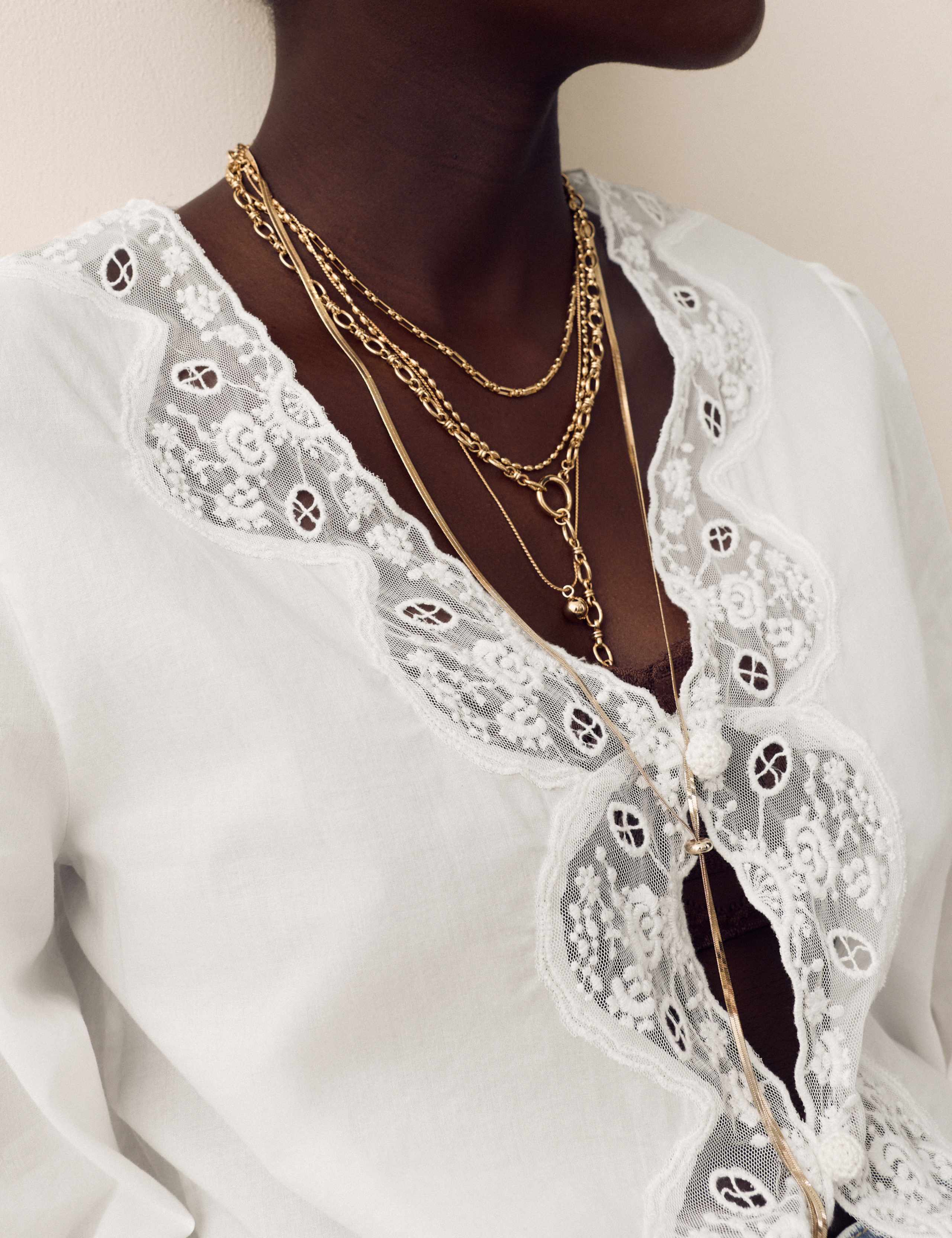 Pure Cotton Lace Detail Button Front Blouse 5 of 6