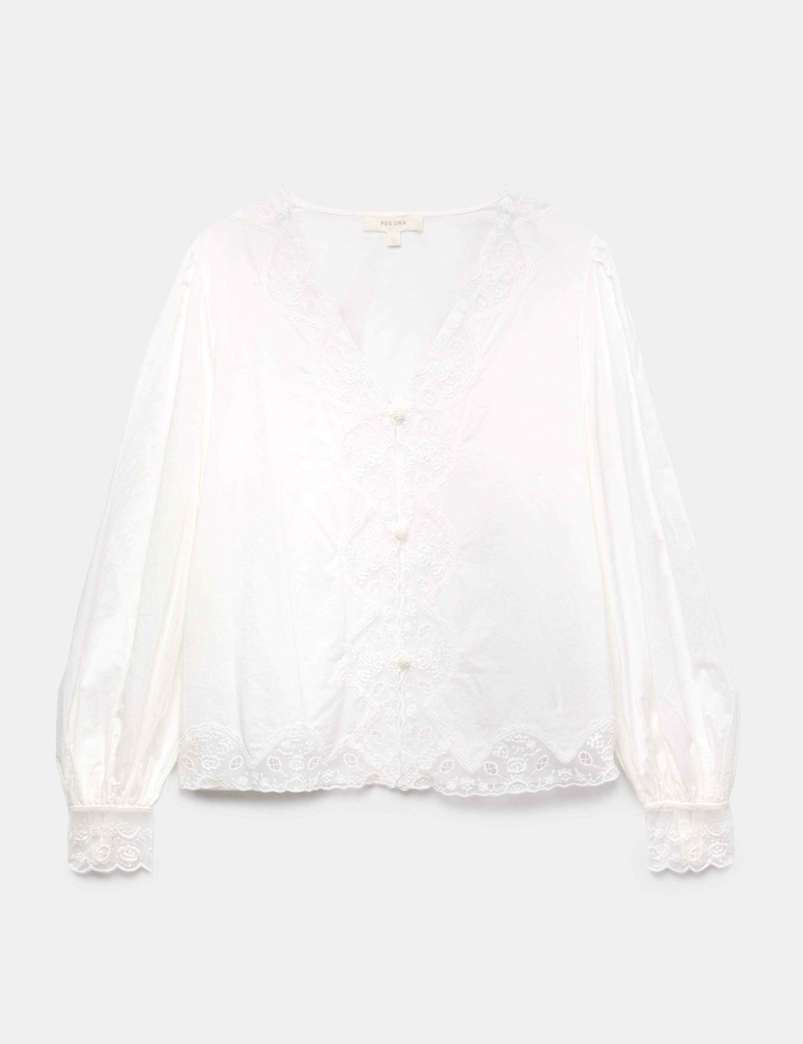 Pure Cotton Lace Detail Button Front Blouse 2 of 6