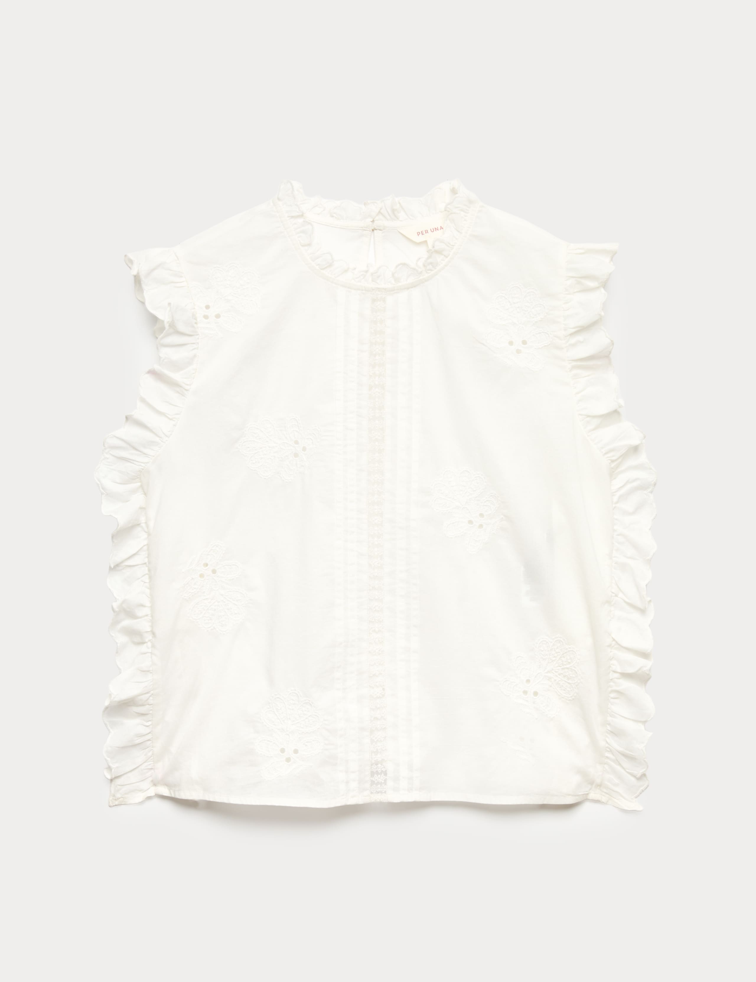 Pure Cotton Lace Insert Embroidered Top 1 of 1