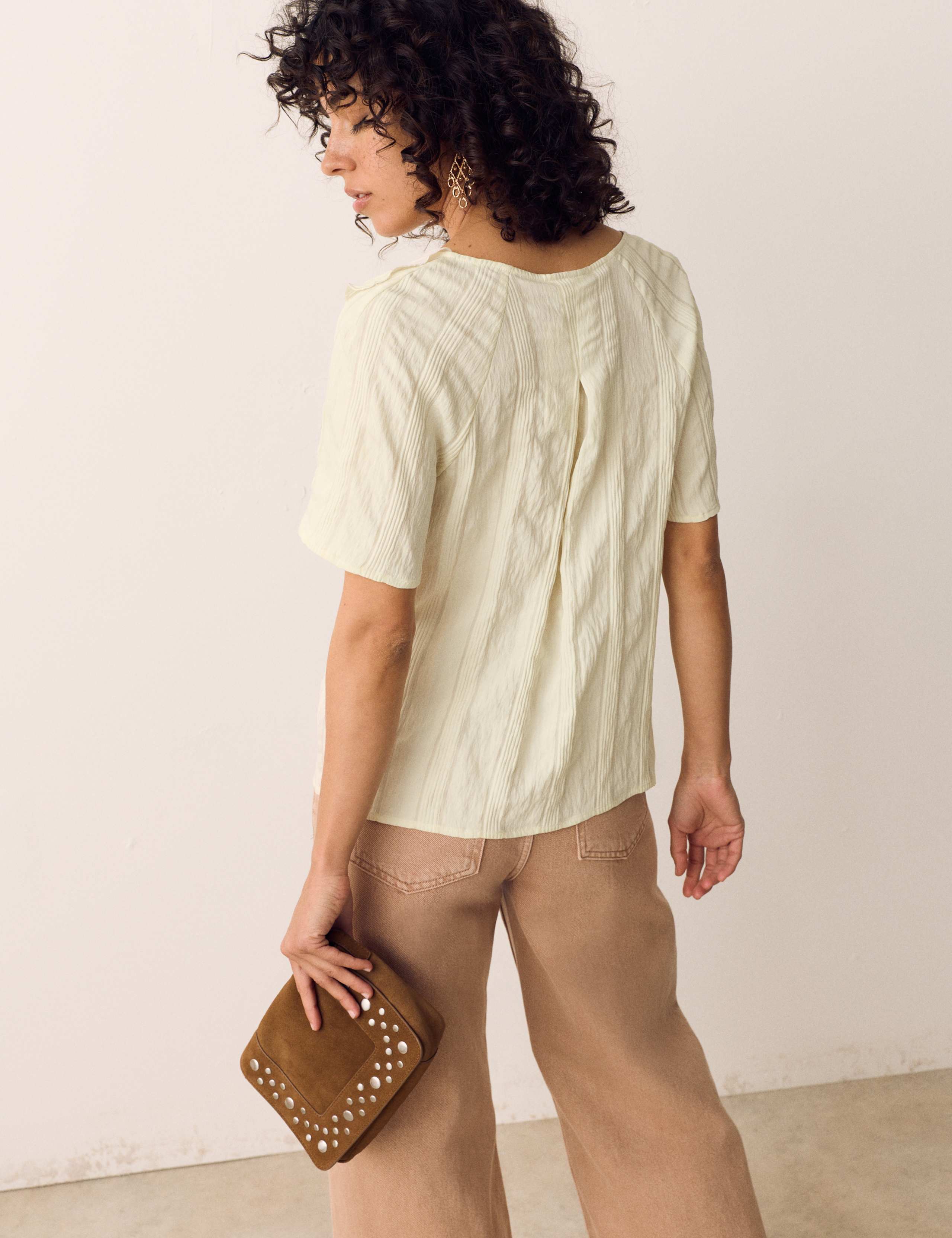 Striped Ruffle Front V-Neck Blouse 4 of 6