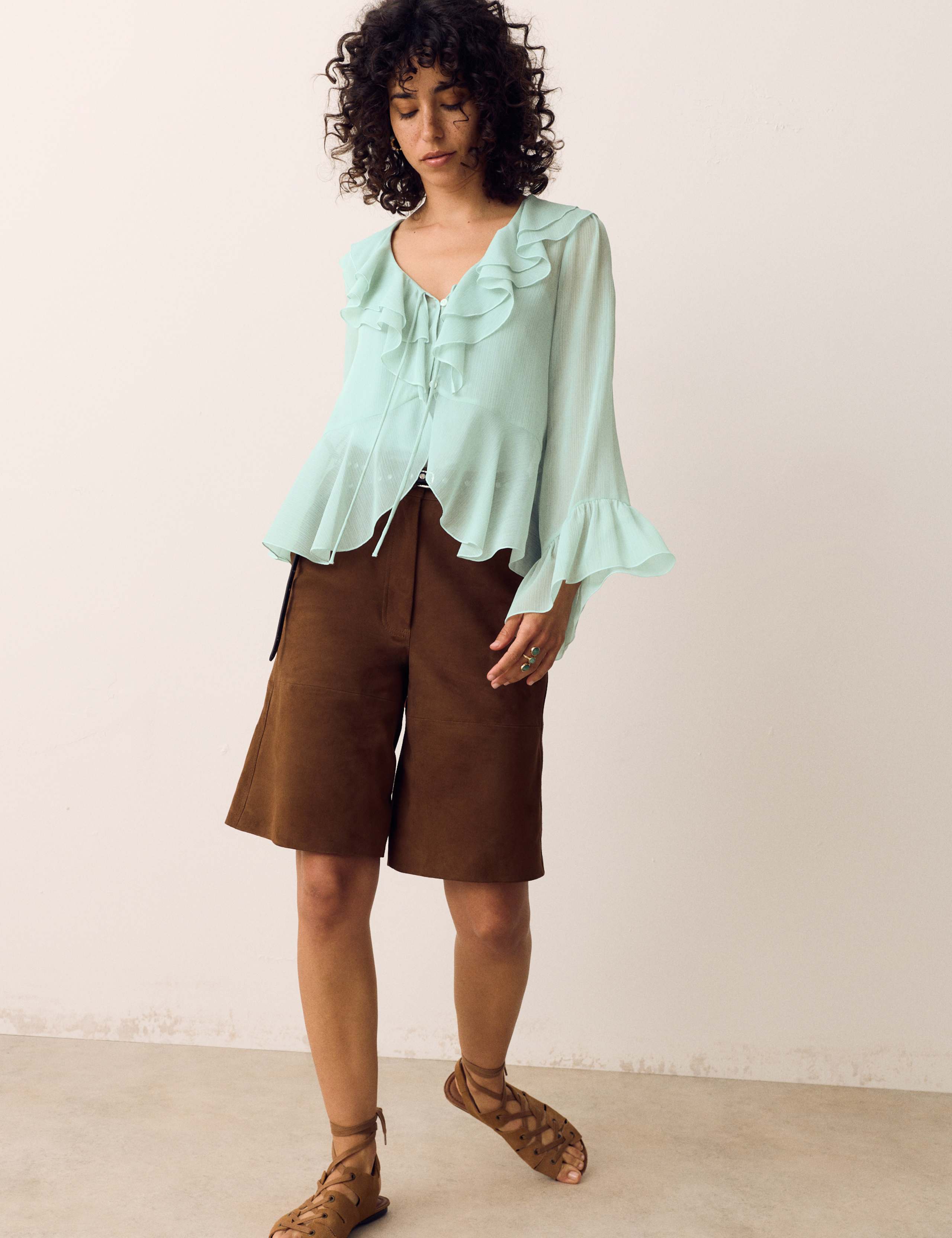 Tie Neck Ruffle Front Blouse 3 of 6