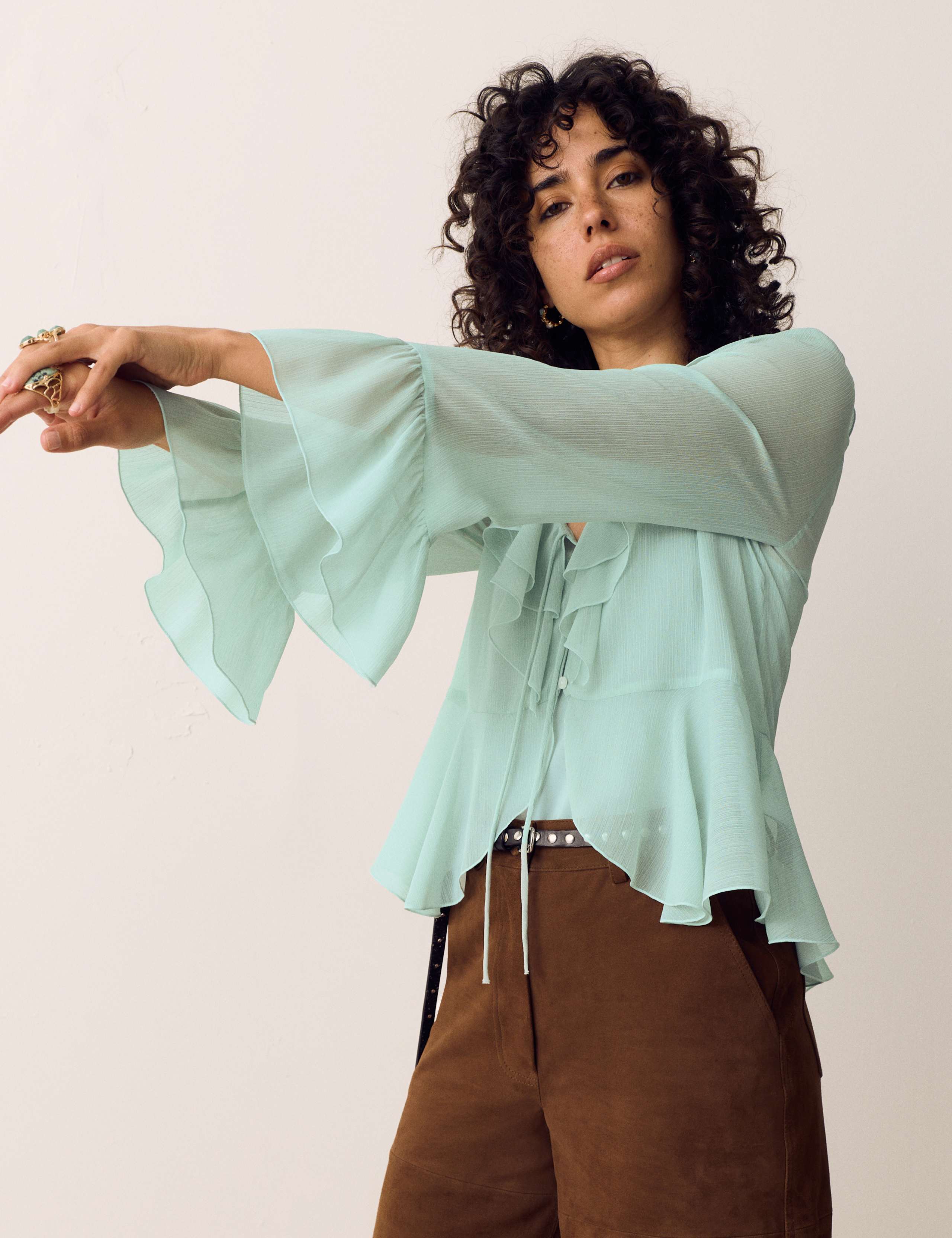 Tie Neck Ruffle Front Blouse 6 of 6