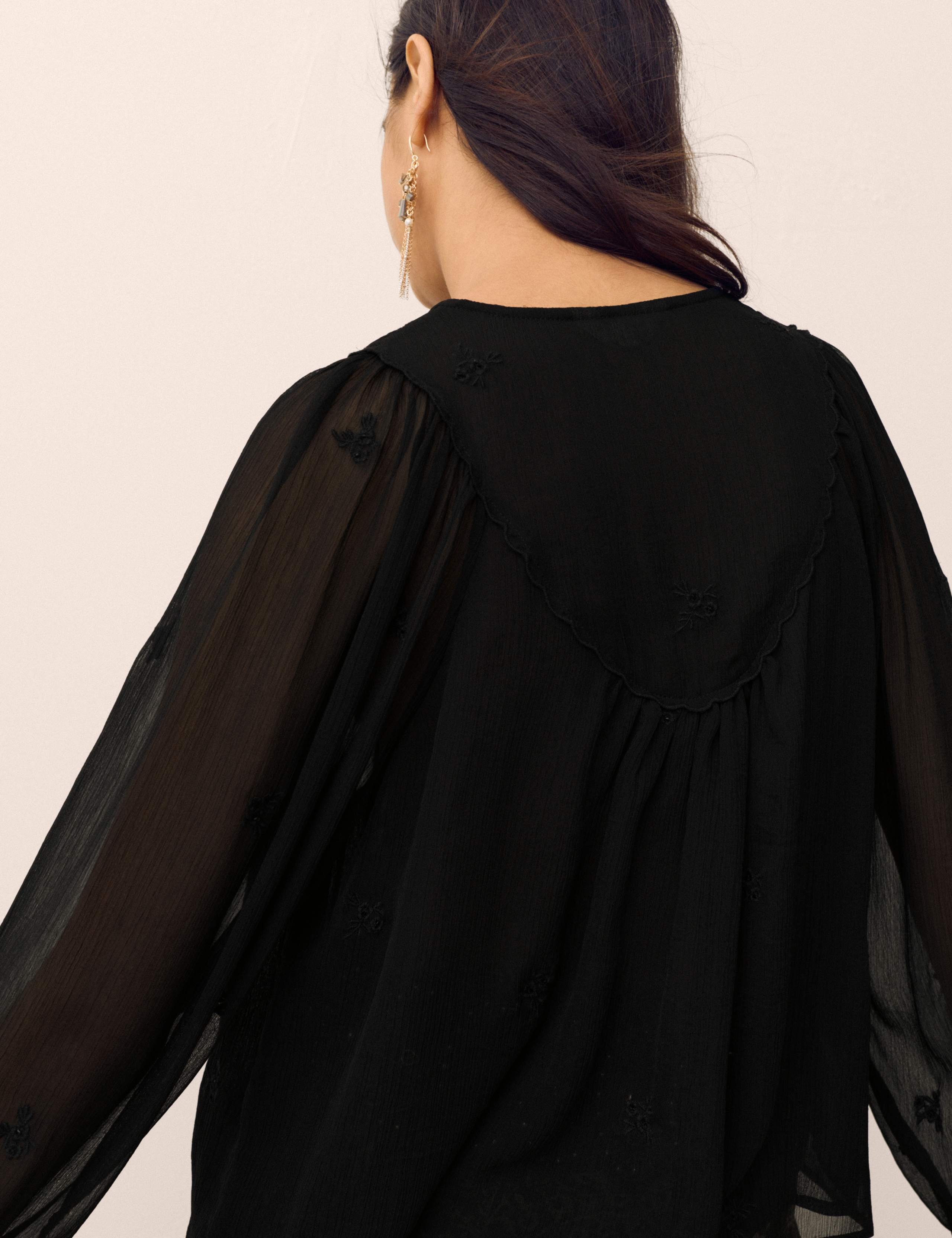 Chiffon Beaded Tie Neck Blouse 5 of 6