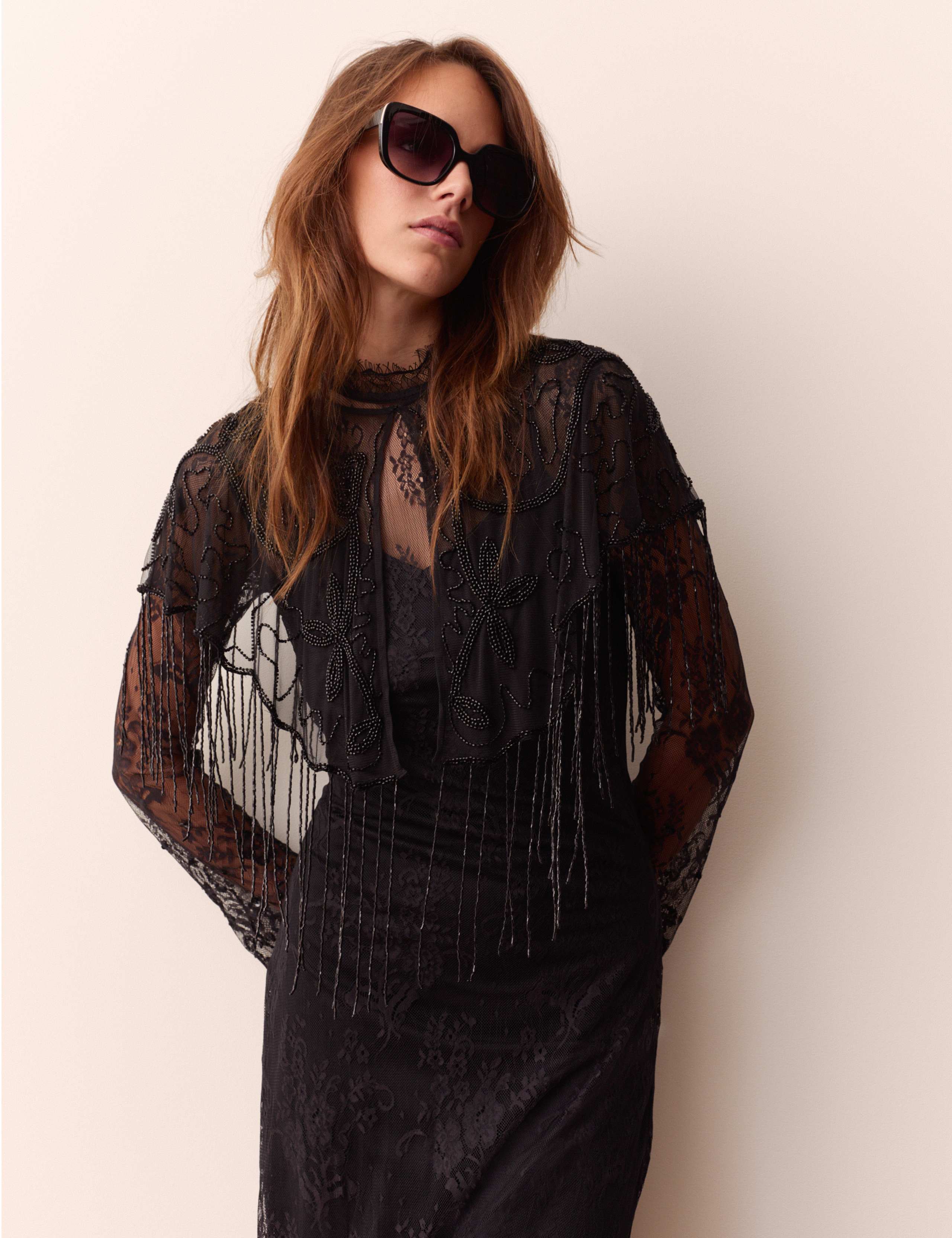 Beaded Crew Neck Cap Sleeve Top 1 of 5