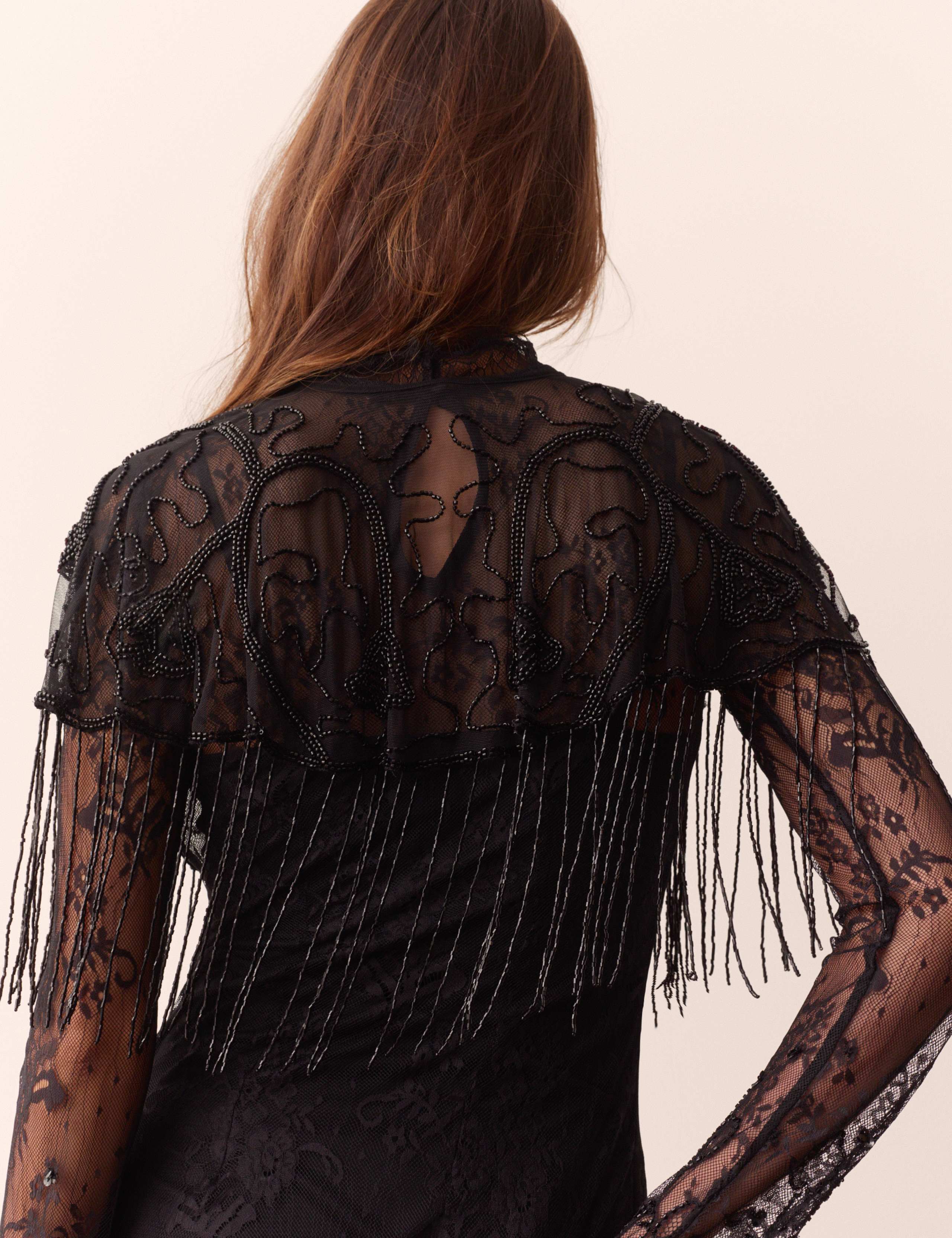 Mesh Beaded Cape 4 of 5