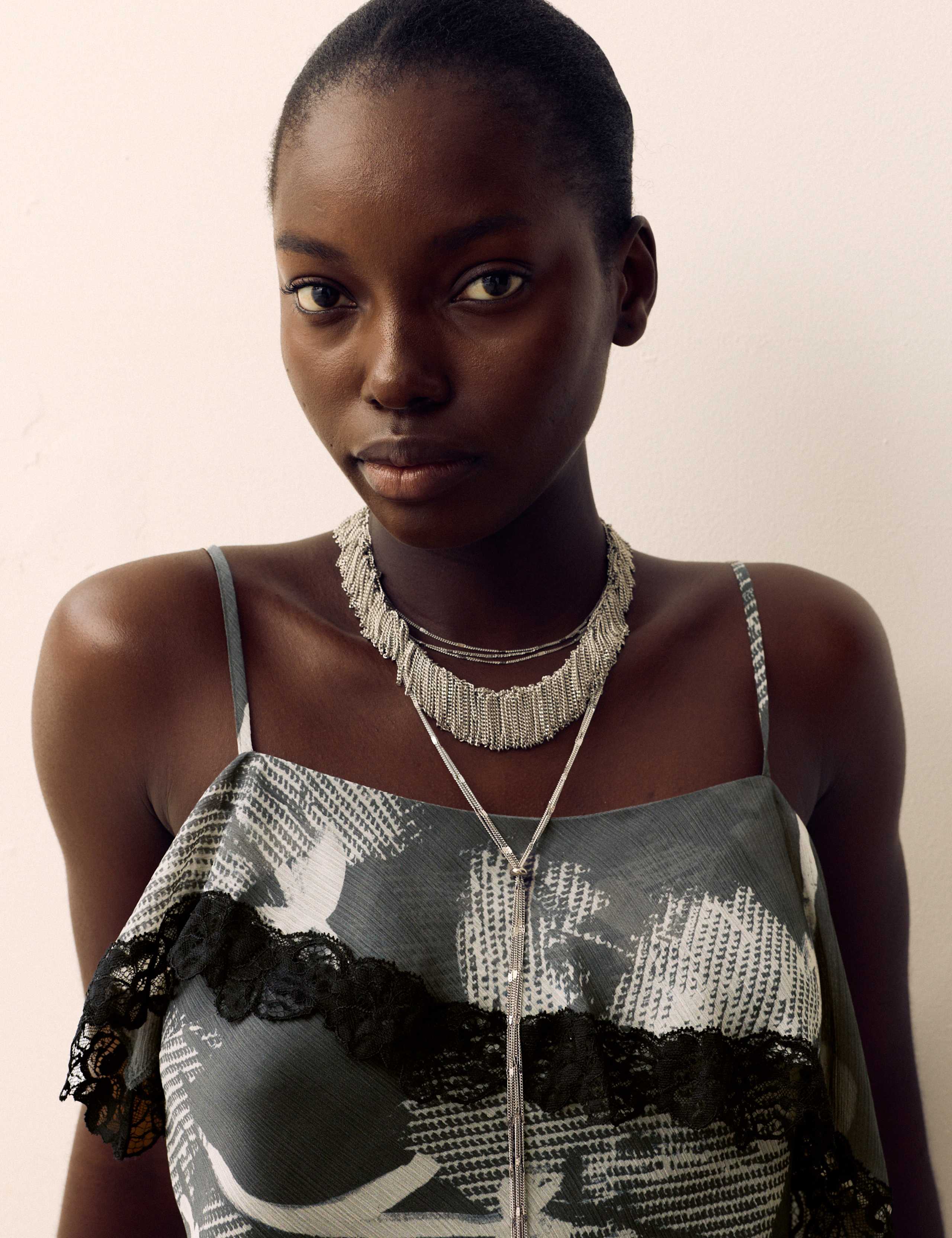 Printed Lace Trim Ruffle Cami Top 3 of 6