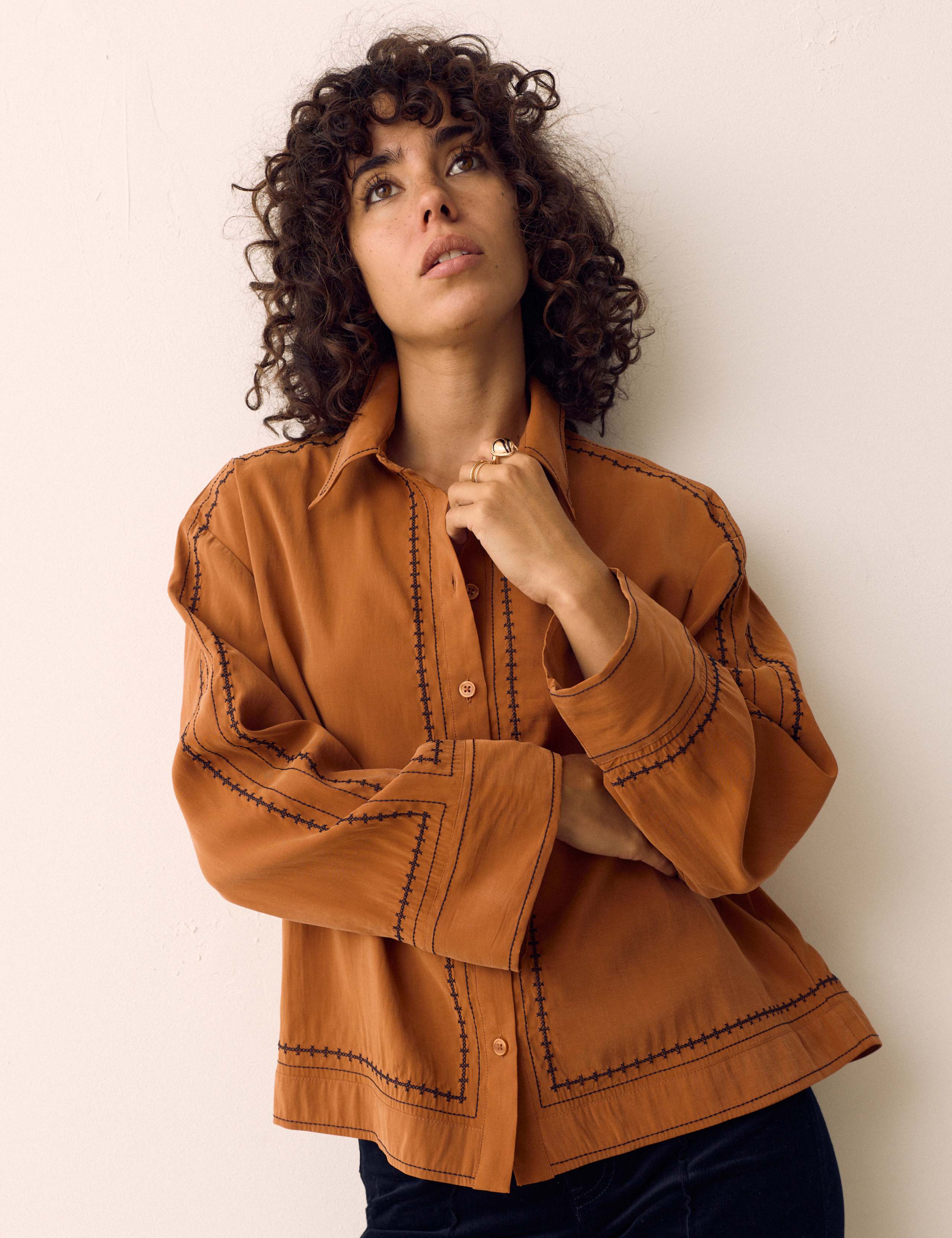 Modal Rich Embroidered Shirt 1 of 6