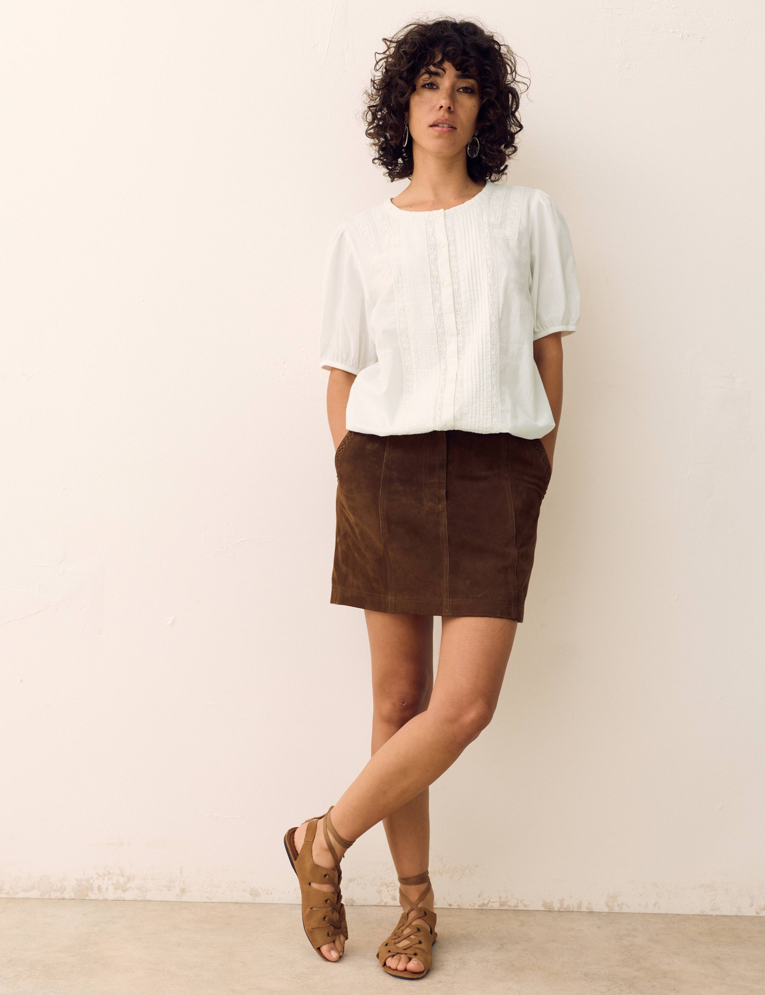 Pure Cotton Lace Insert Pintuck Blouse 7 of 7