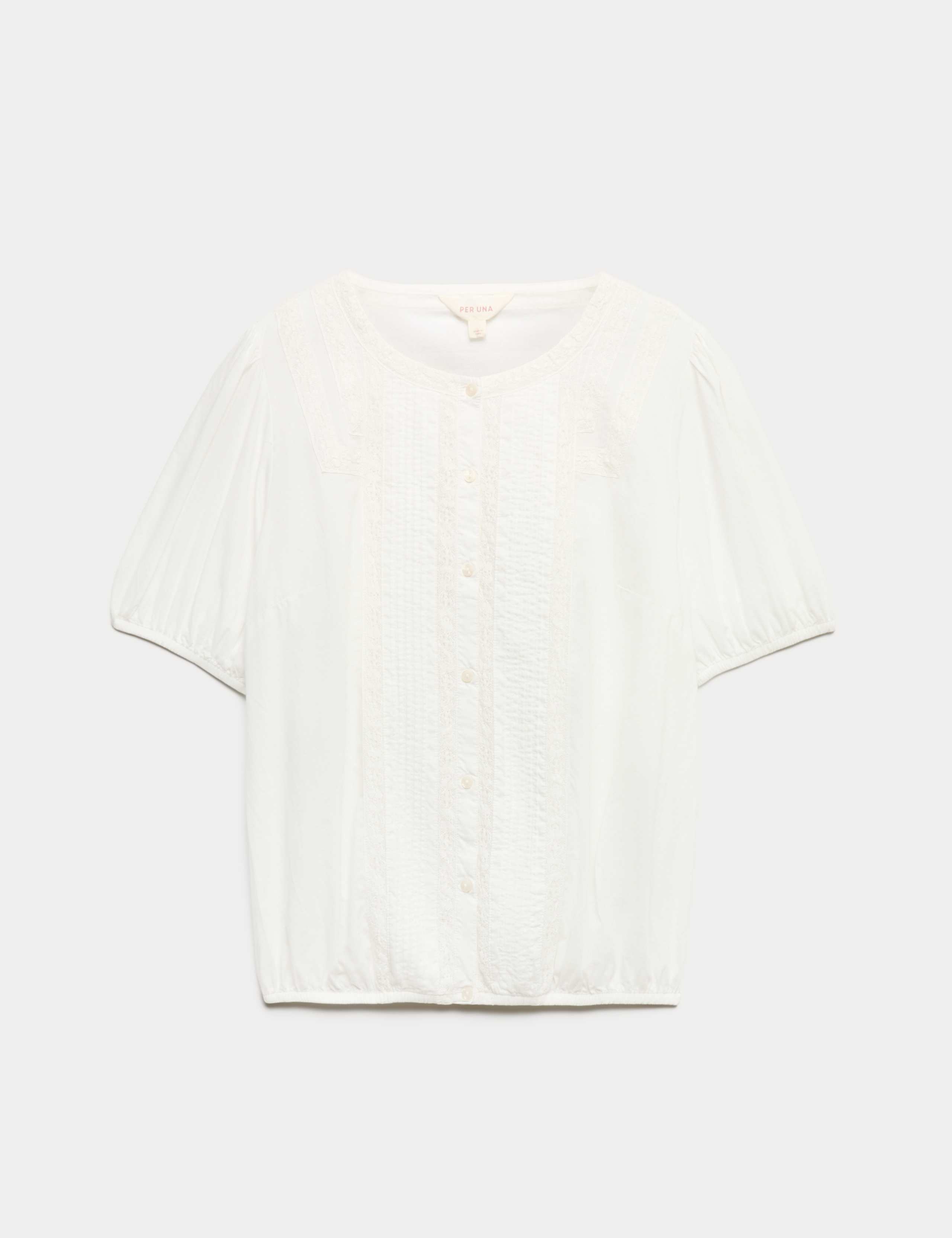 Pure Cotton Lace Insert Pintuck Blouse 2 of 7