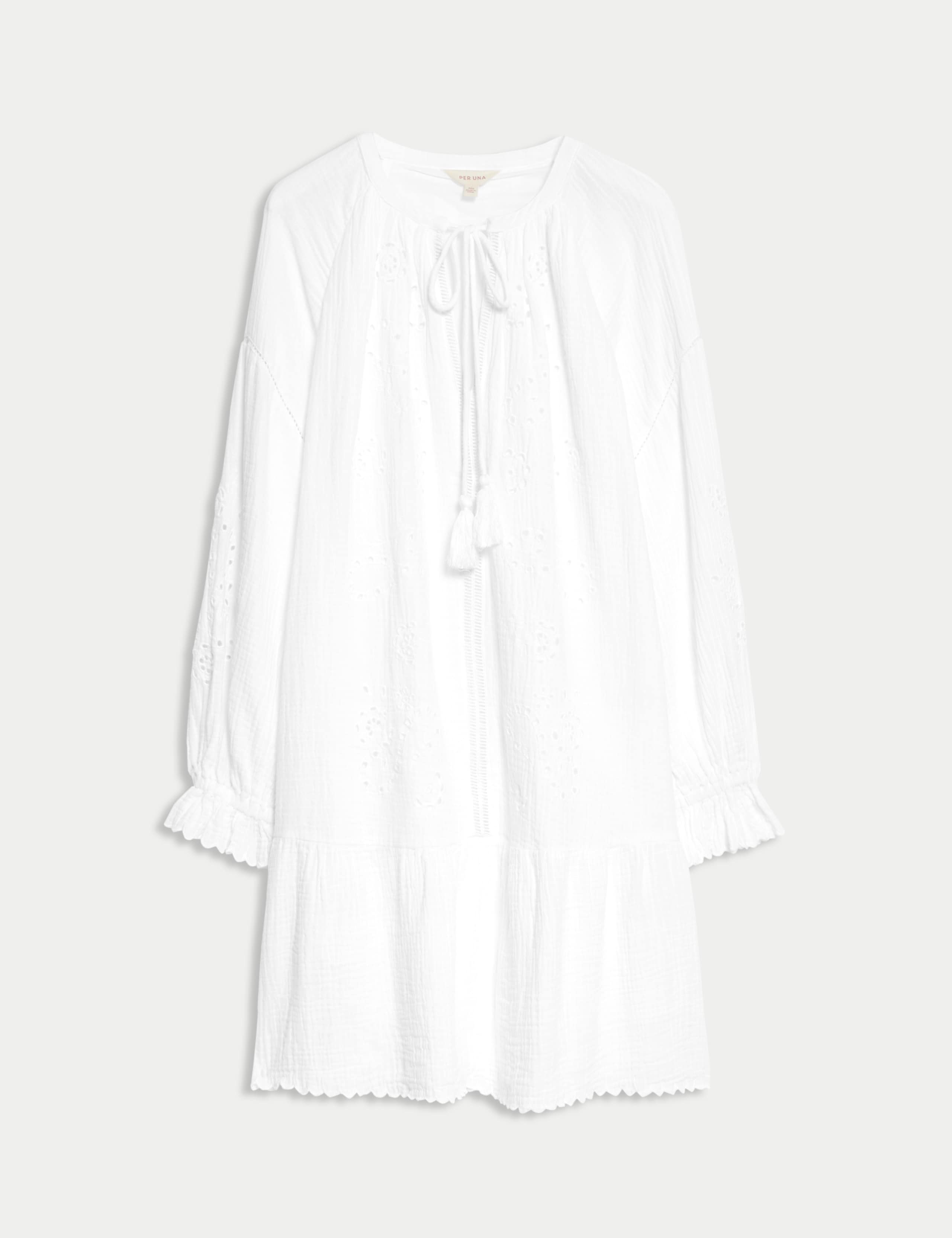 Pure Cotton Embroidered Mini Tiered Dress 2 of 6