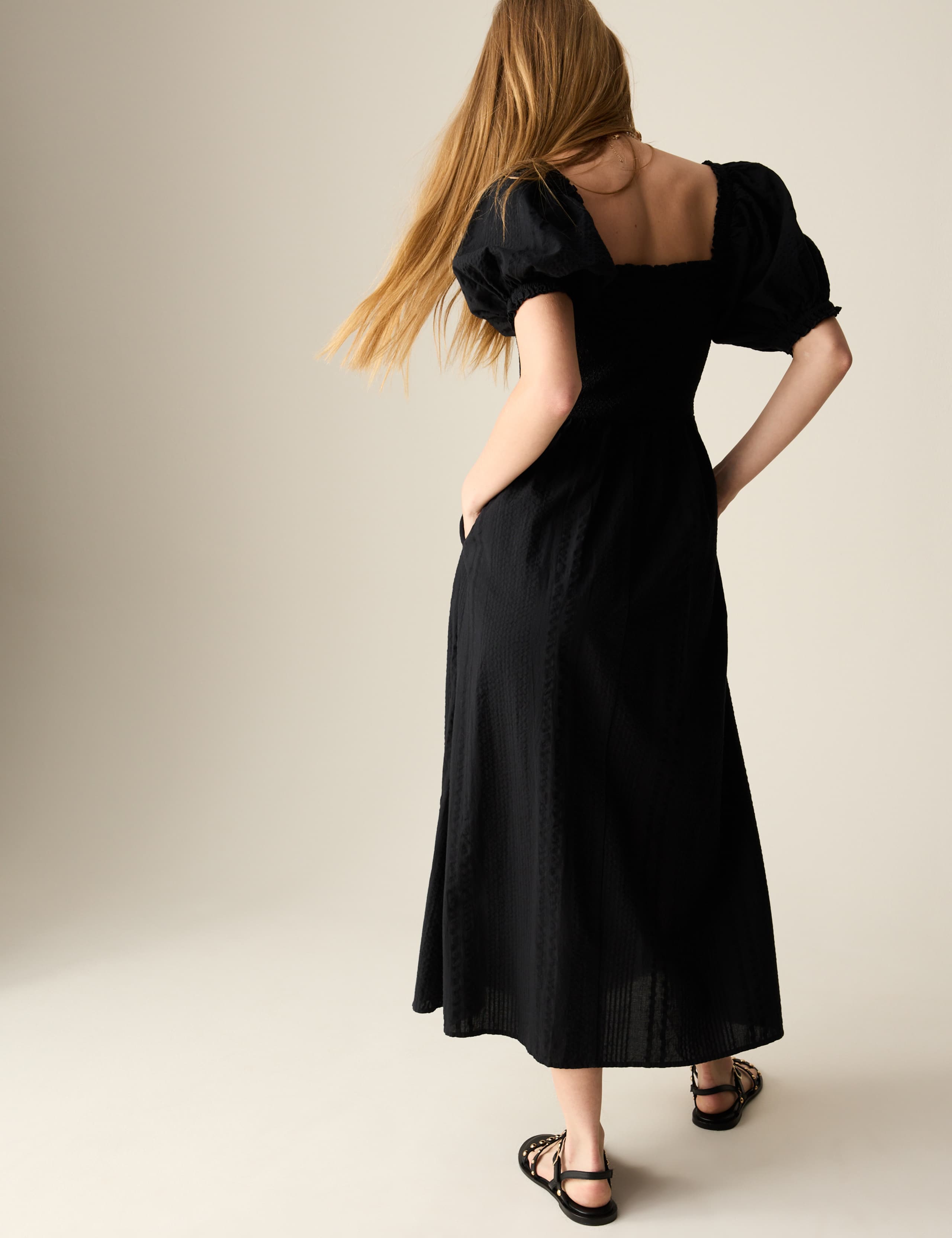 Pure Cotton Square Neck Midaxi Dress 4 of 6