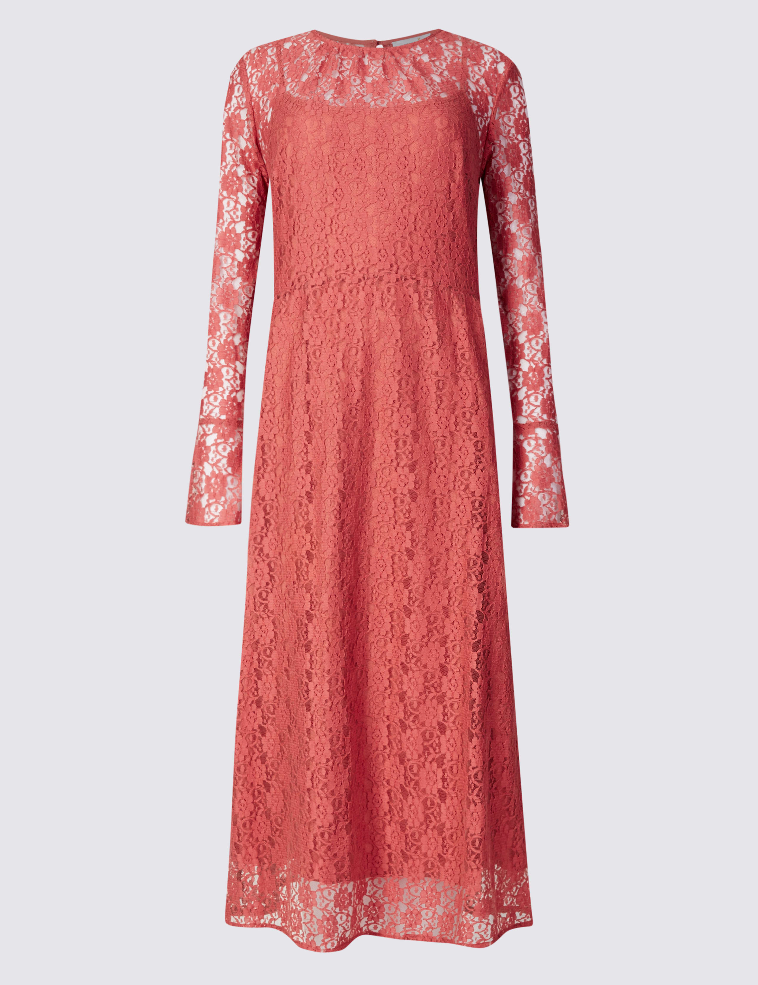 Lace Lined Long Sleeve Shift Dress 2 of 4