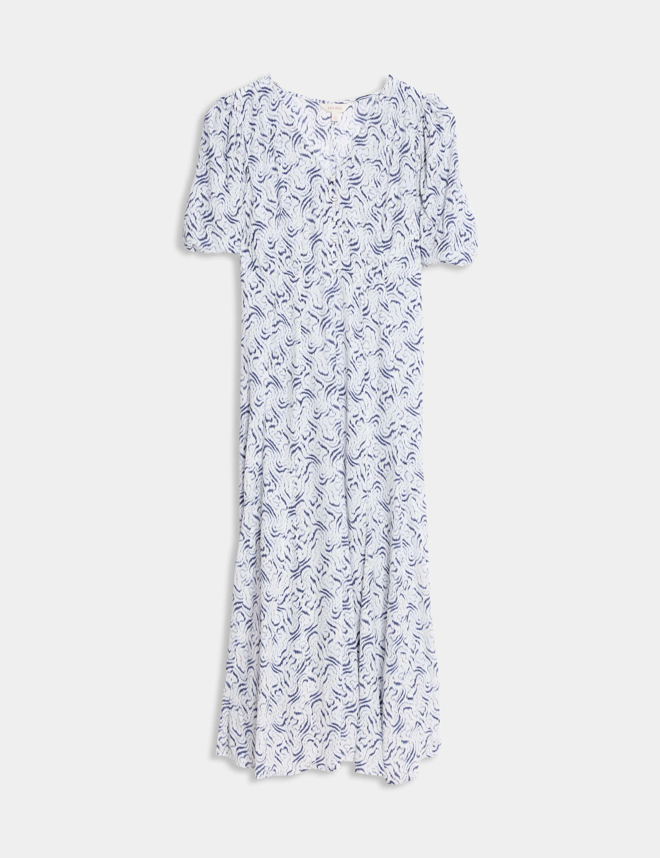 Printed V-Neck Midi Tea Dress 2 of 5