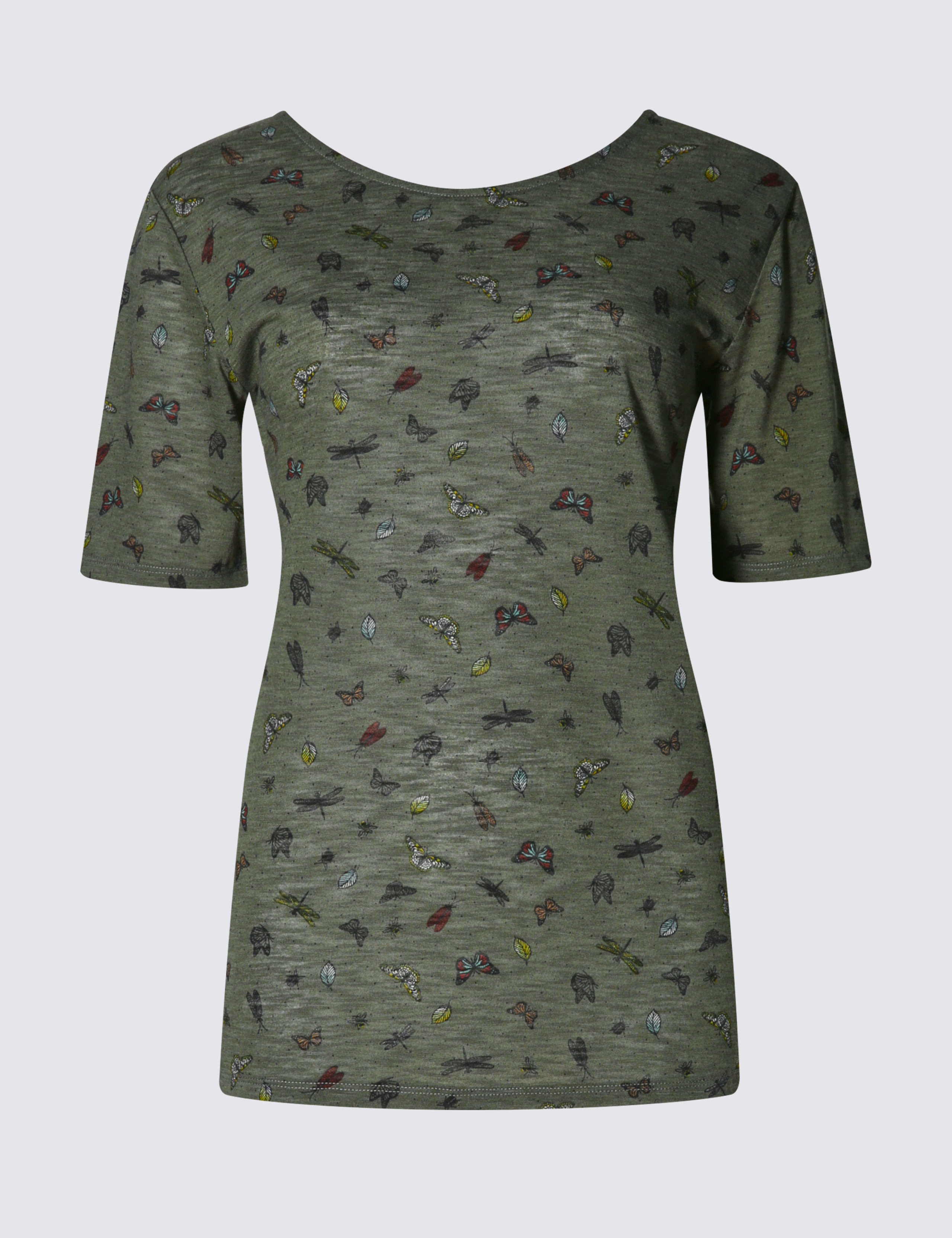 Bug Print 3/4 Sleeve Jersey Top 2 of 3