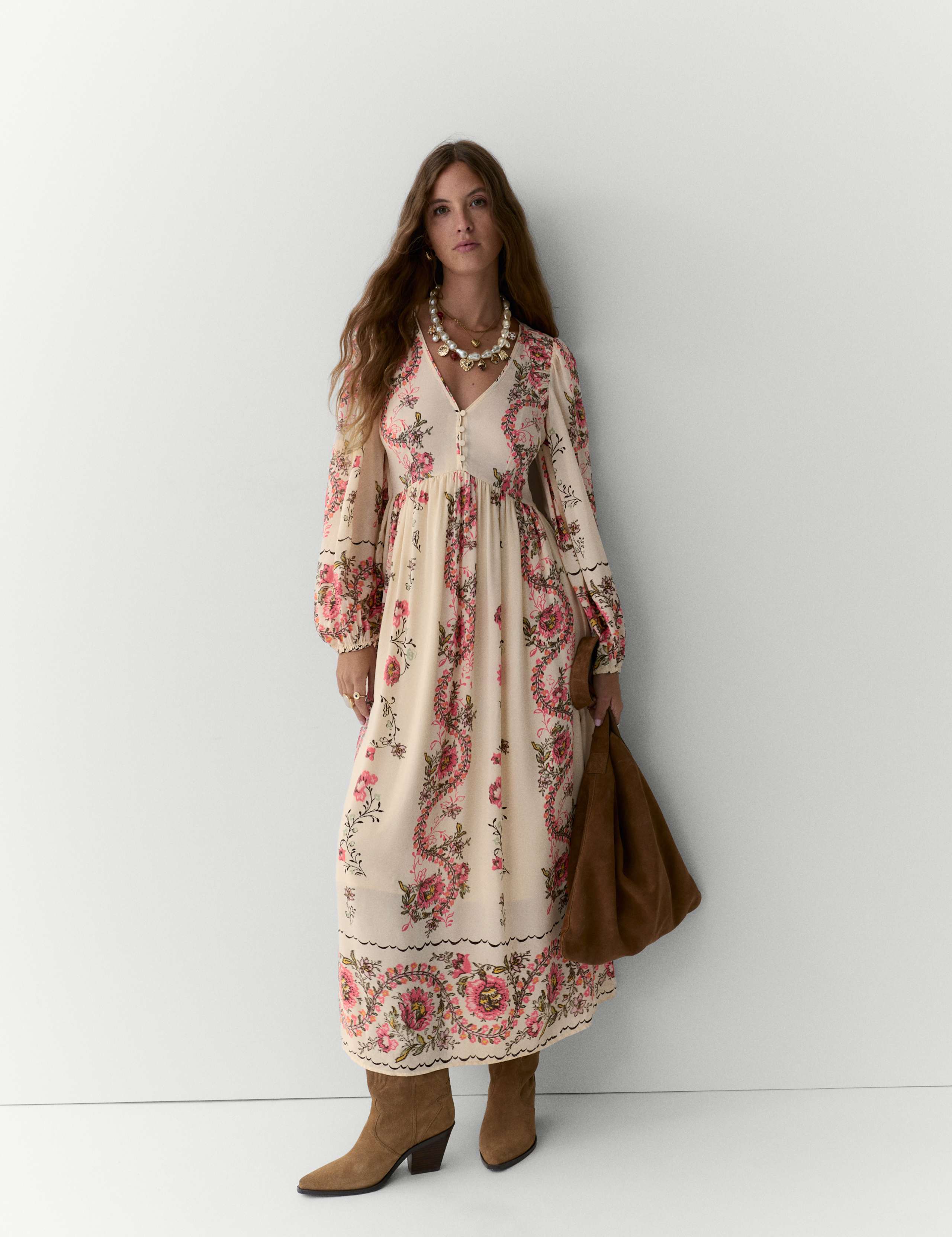 Printed V-Neck Maxi Tea Dress 4 of 5