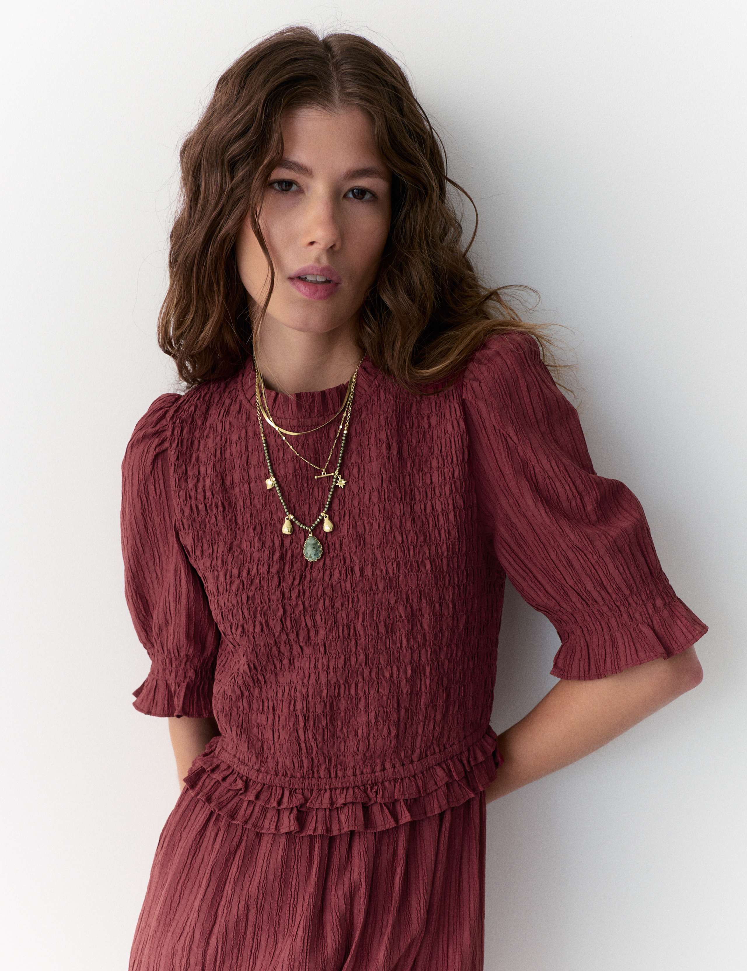 Crew Neck Ruffle Midi Dress 6 of 7