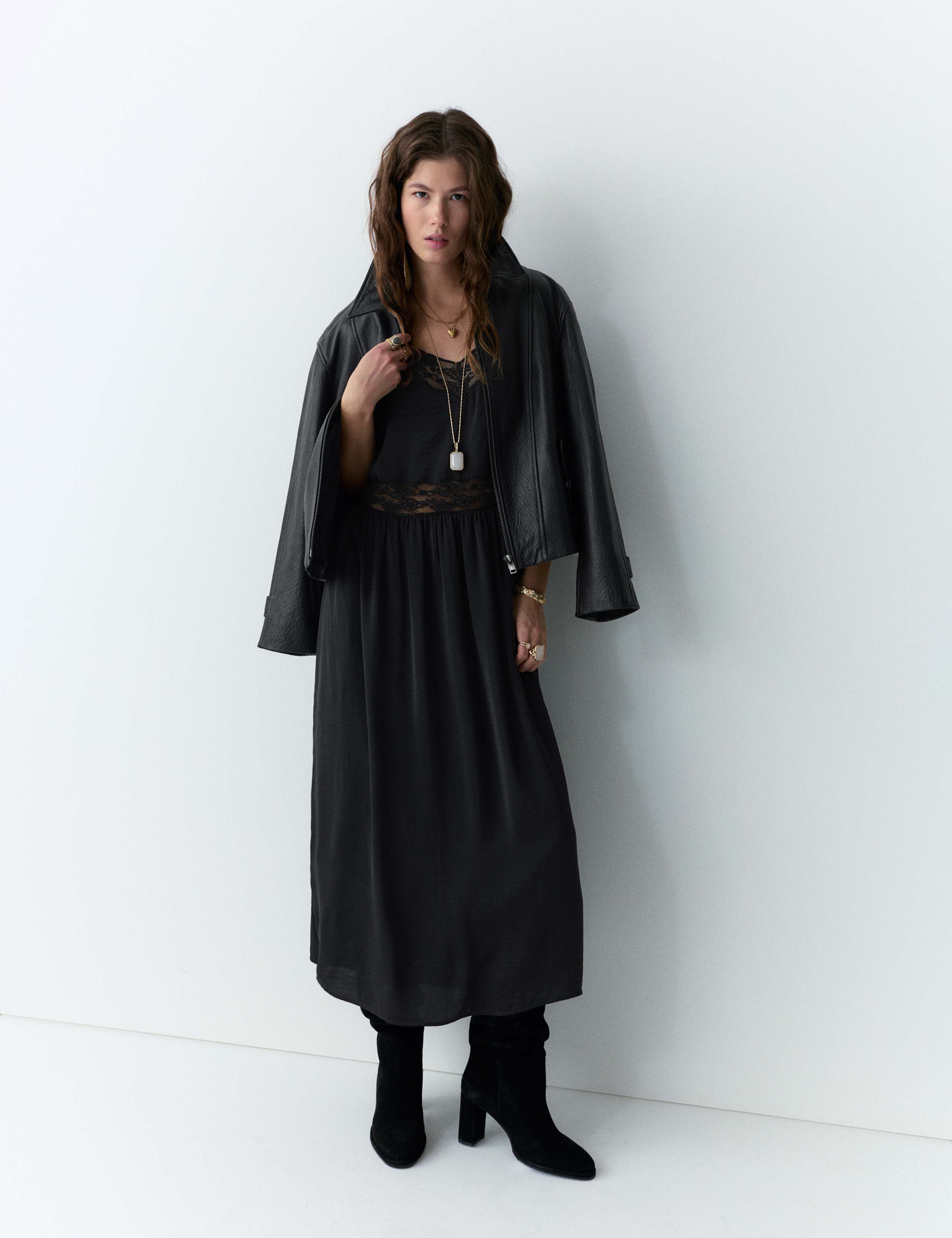 Beaded Lace Midi Cami Slip Dress 4 of 6