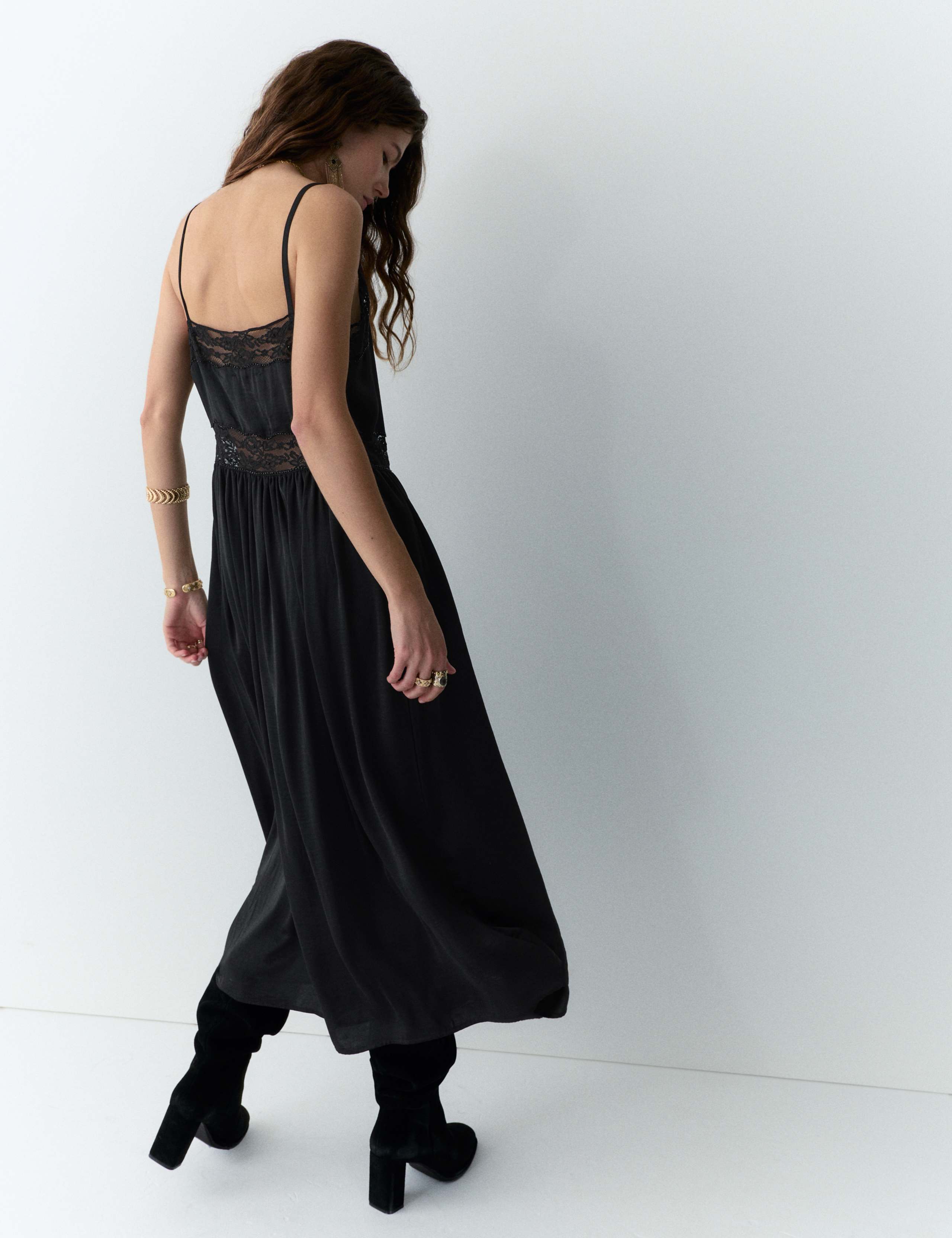 Beaded Lace Midi Cami Slip Dress 5 of 6