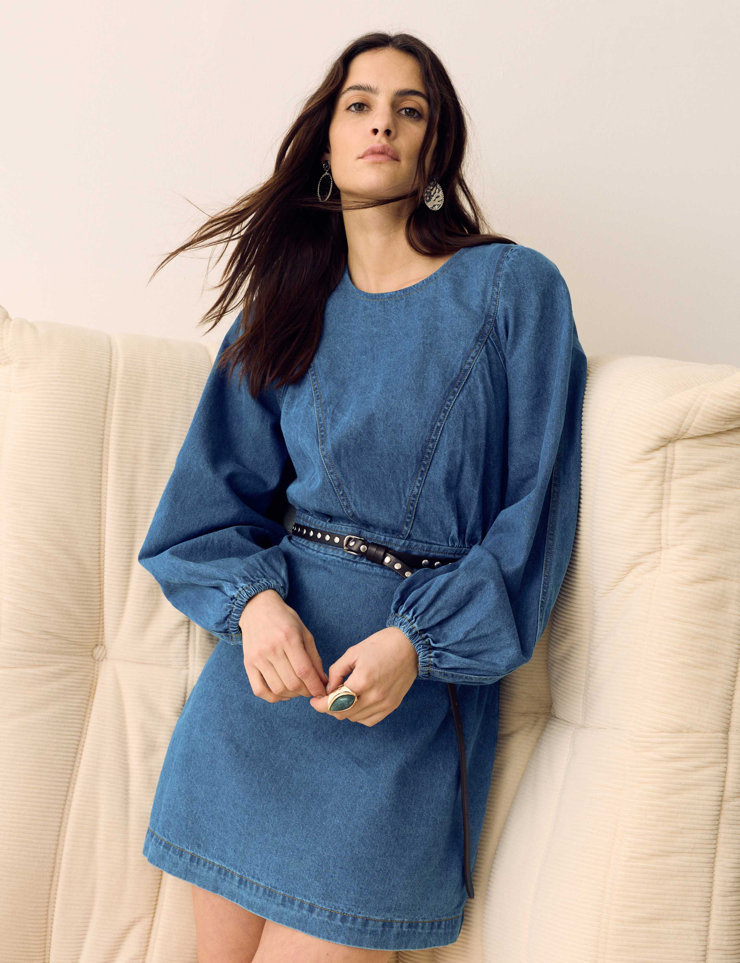 Pure Cotton Denim Mini Waisted Dress 1 of 6