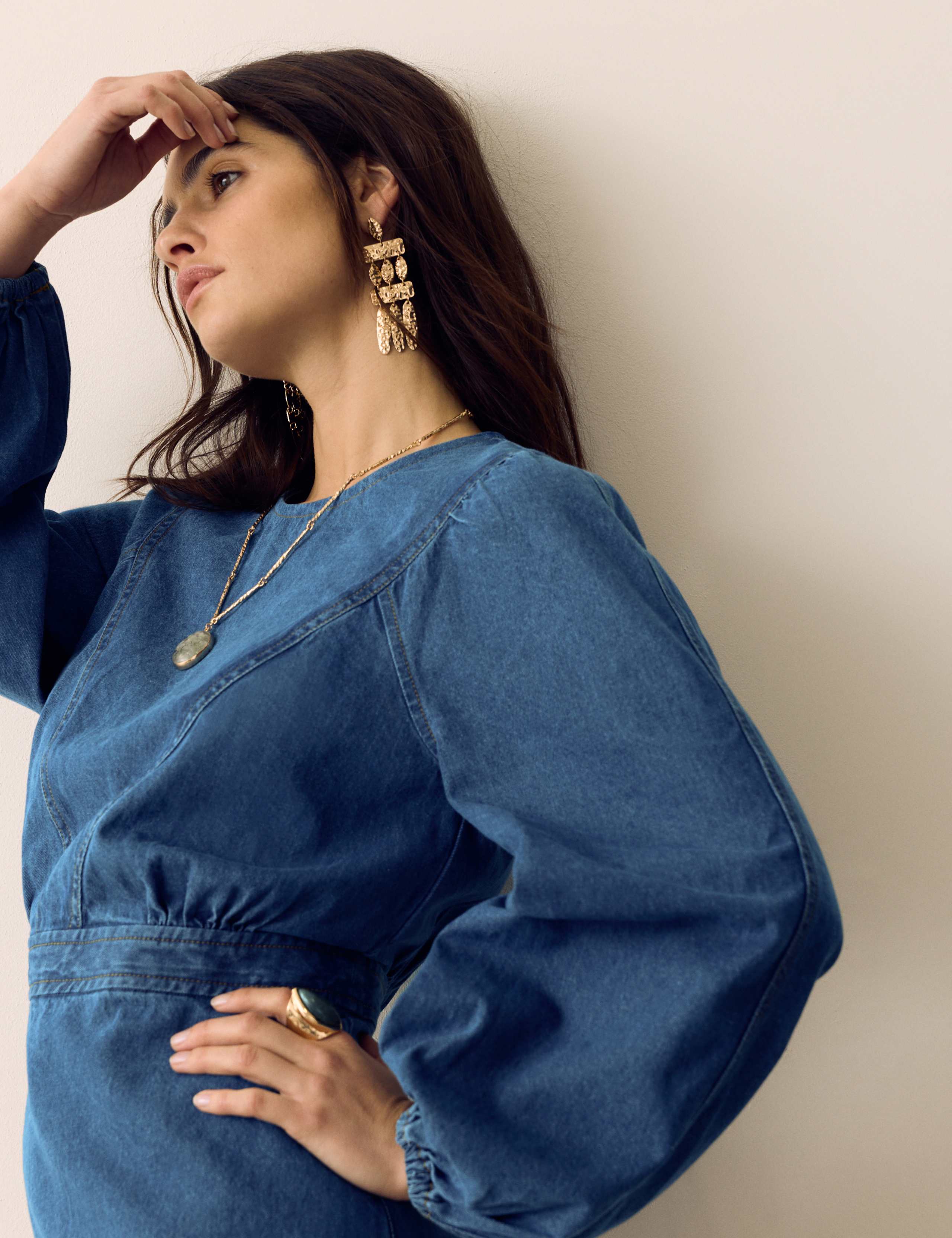 Pure Cotton Denim Mini Waisted Dress 4 of 6