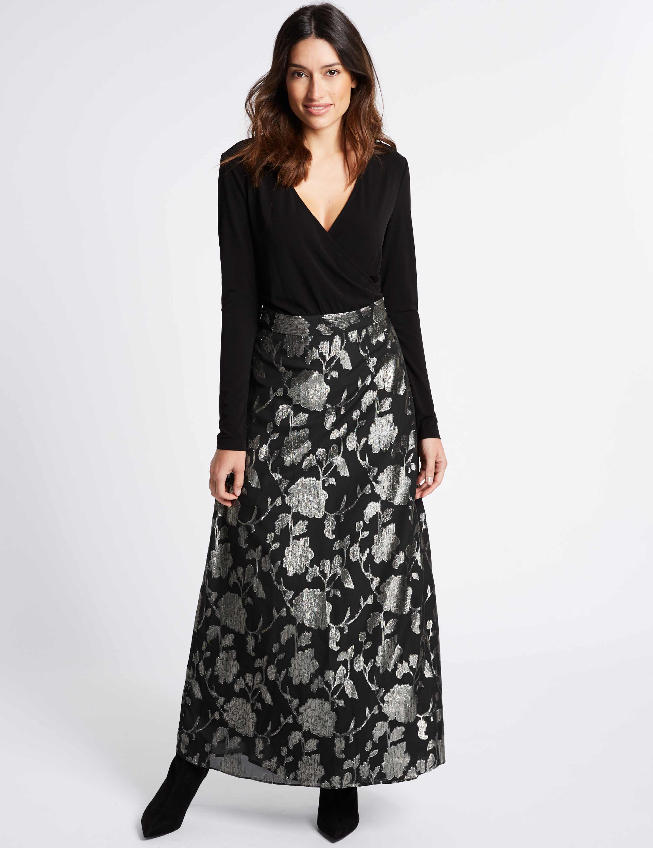 Jacquard Wrap Flock Maxi Dress 1 of 5