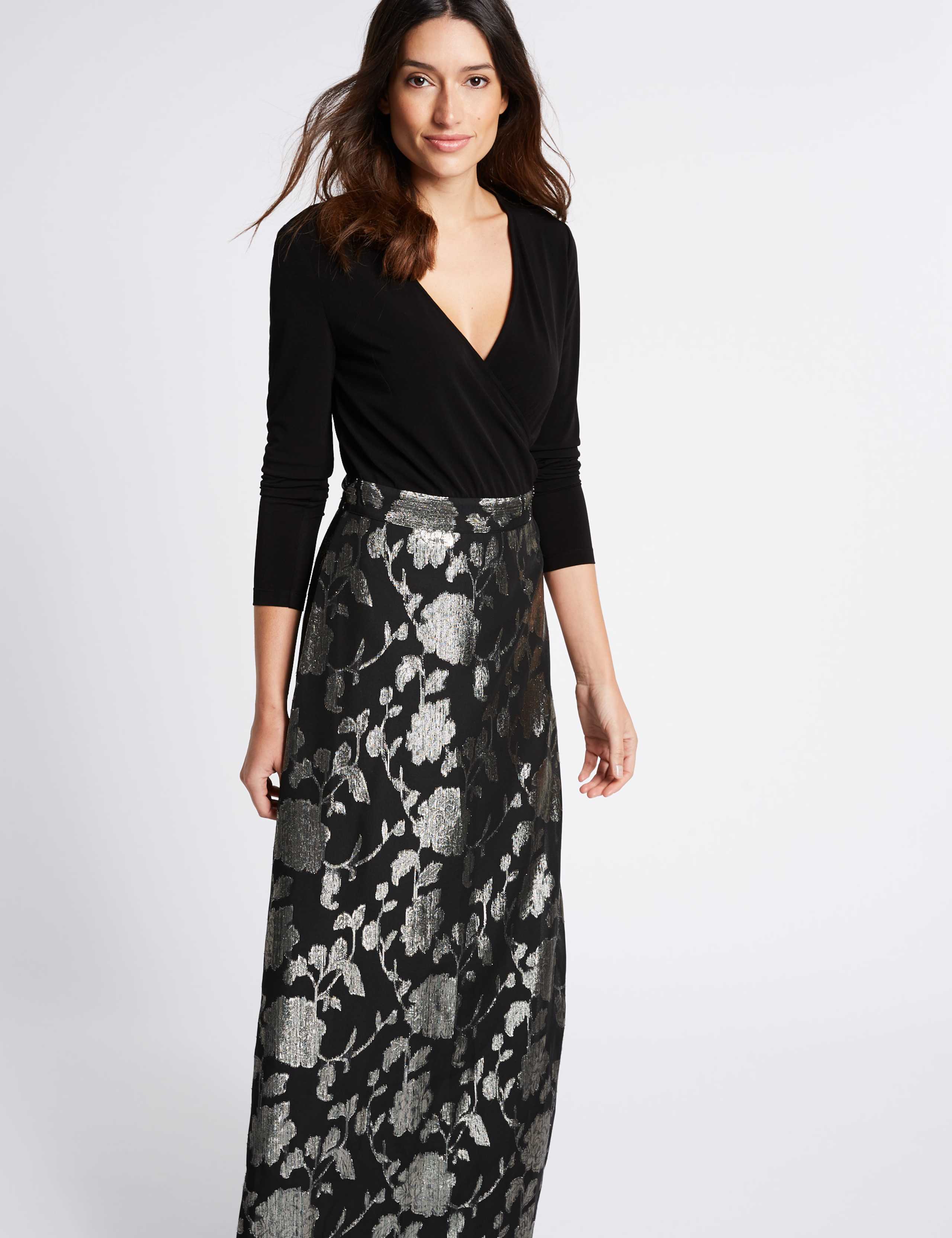 Jacquard Wrap Flock Maxi Dress 3 of 5