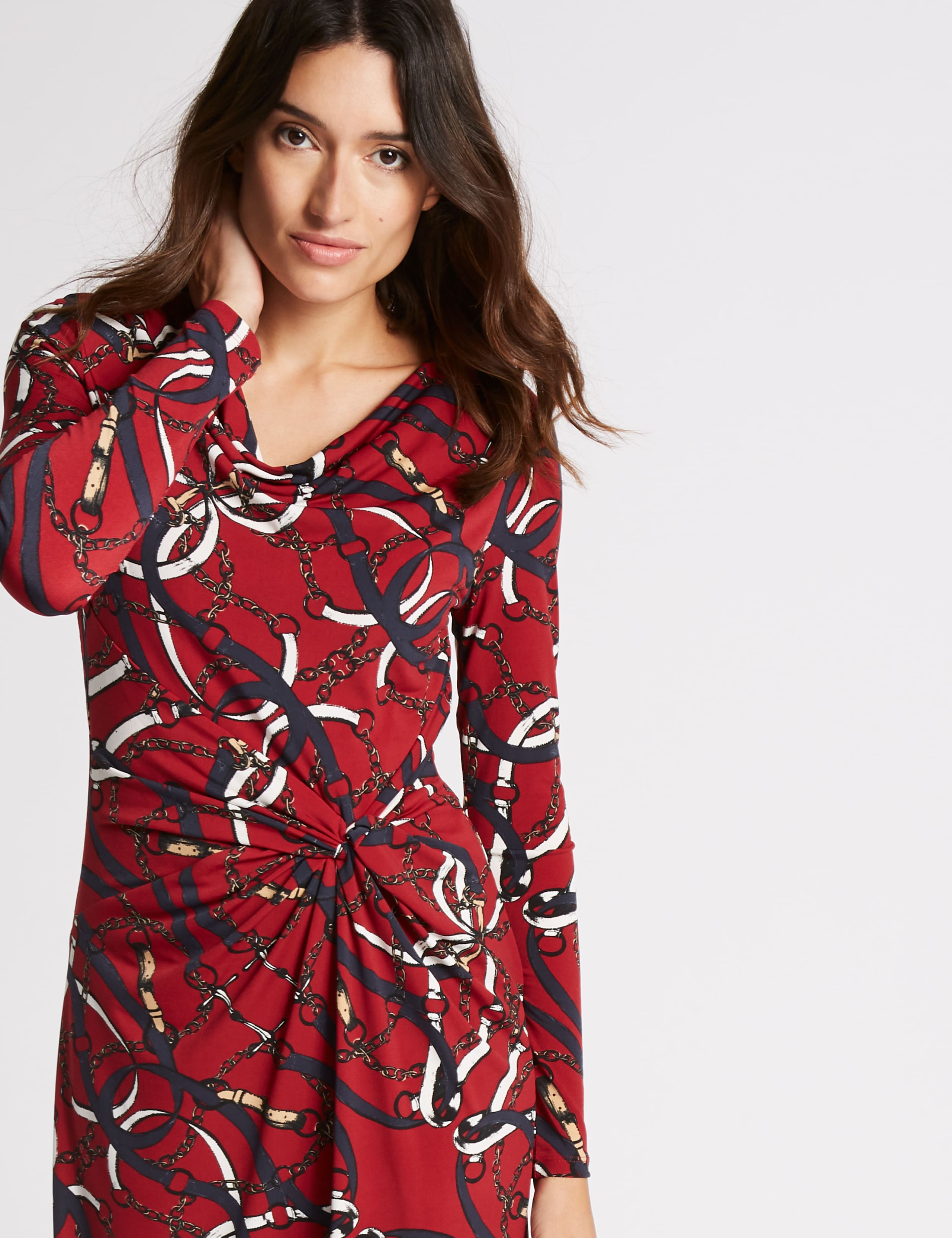 Chain Print Knot Front Bodycon Midi Dress 5 of 5