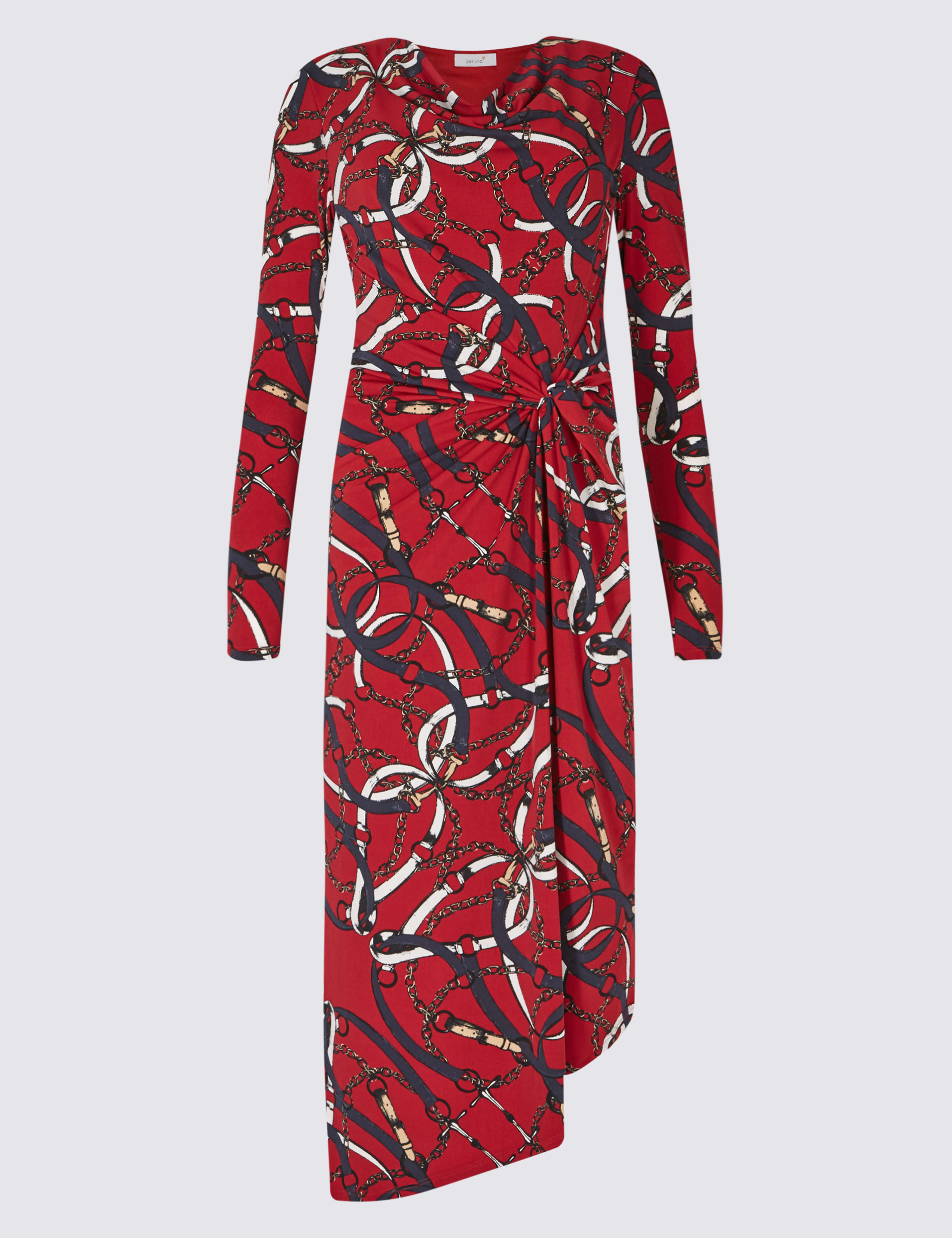 Chain Print Knot Front Bodycon Midi Dress 2 of 5