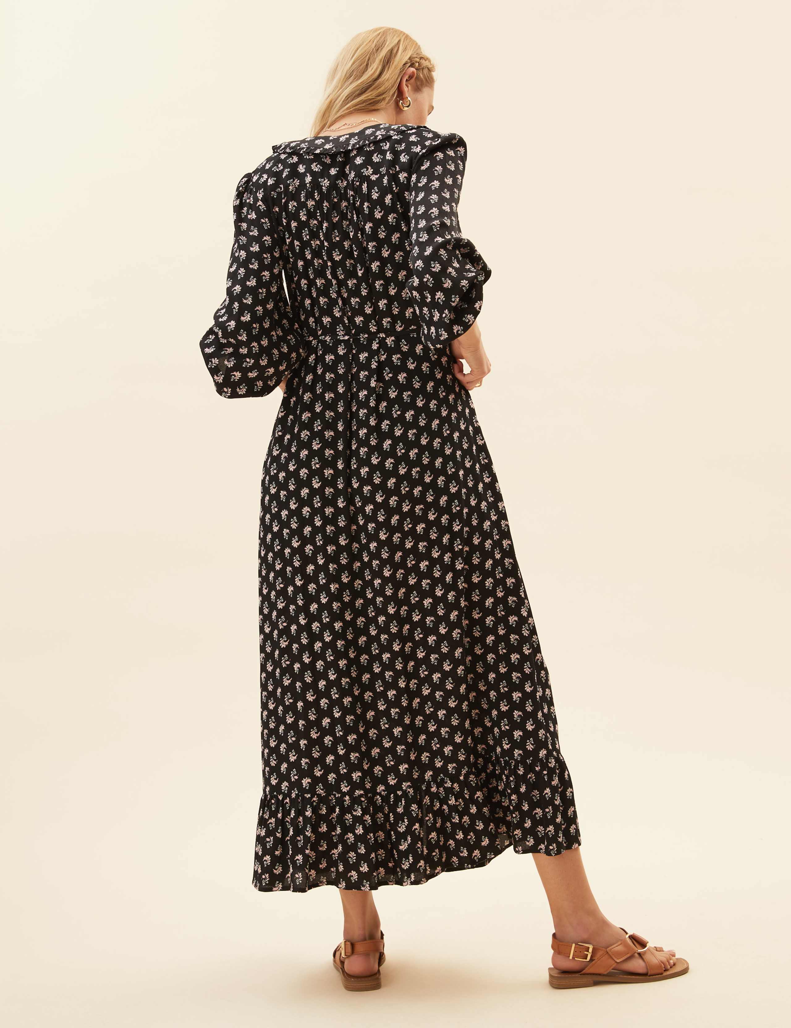 Leaf Print Collared Midaxi Shirt Dress 4 of 7