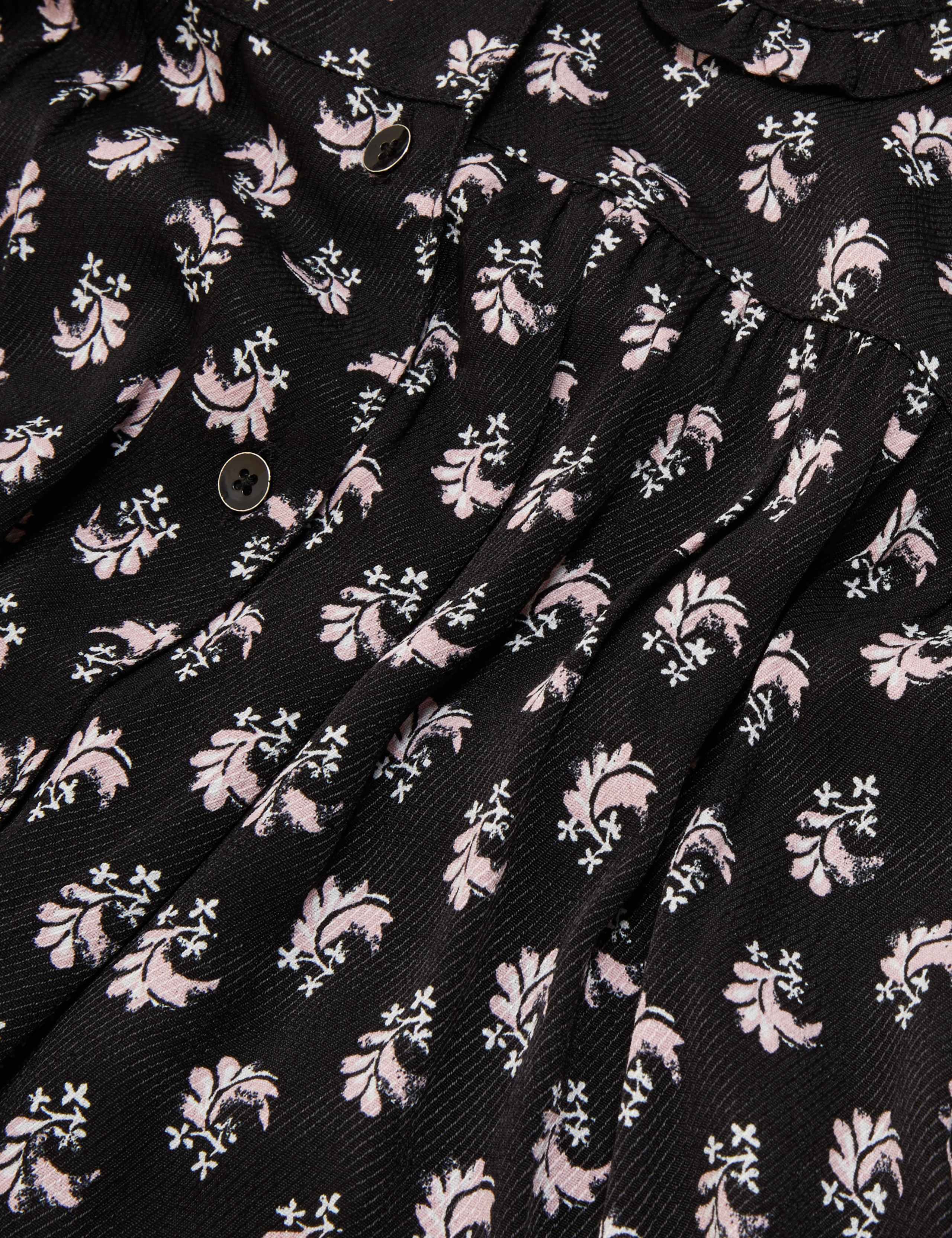 Leaf Print Collared Midaxi Shirt Dress 7 of 7