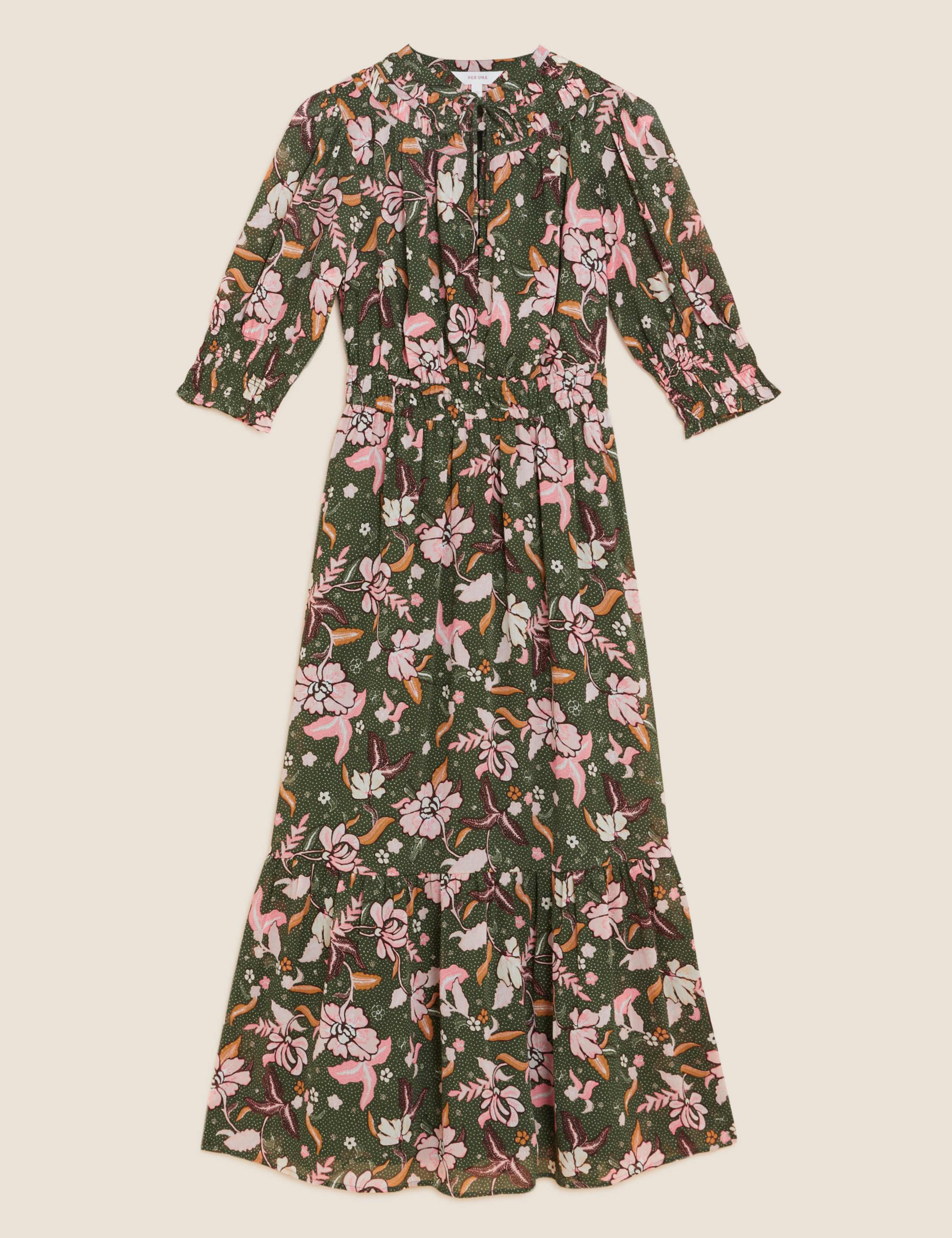 Chiffon Floral Midaxi Waisted Dress 2 of 5