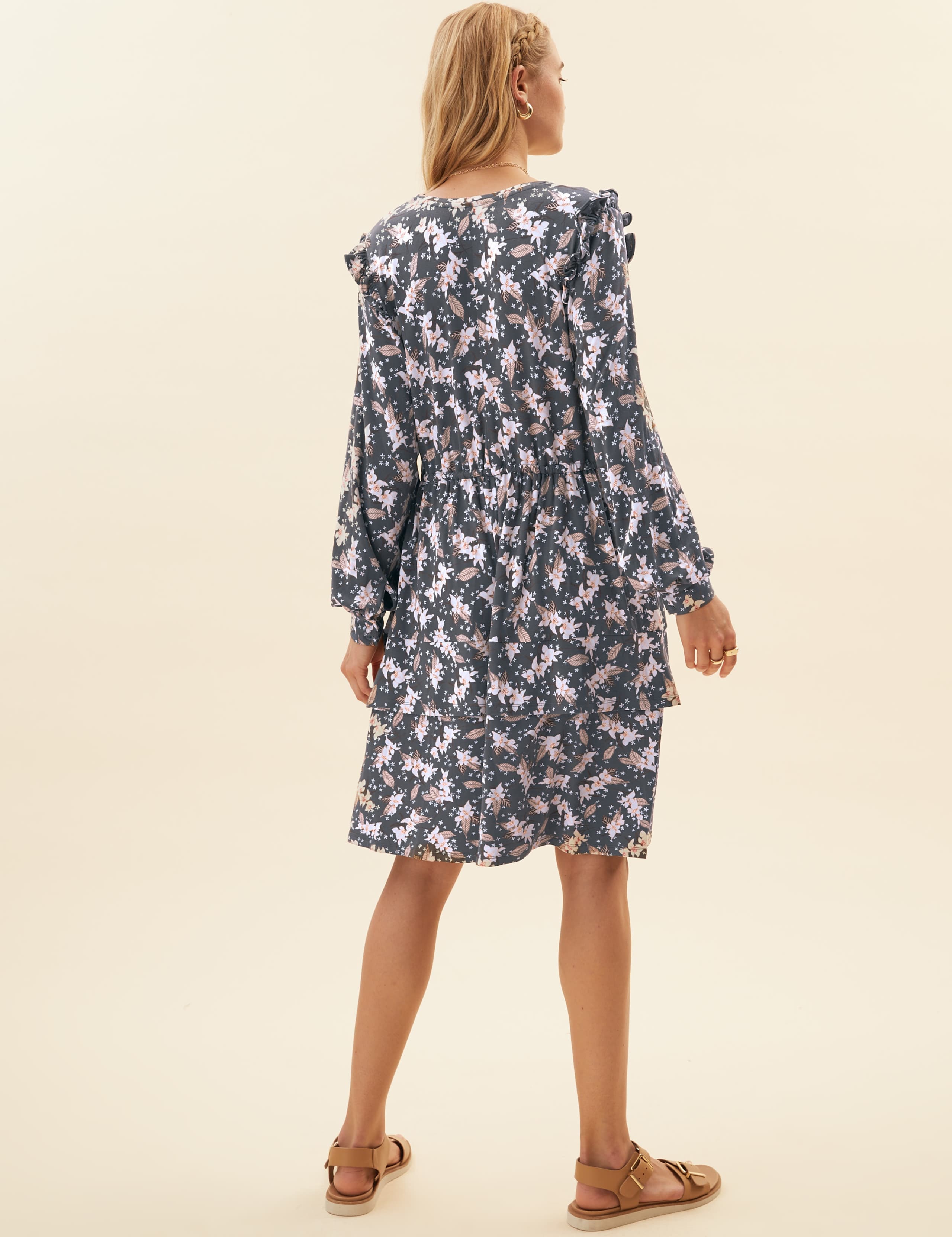 Jersey Floral Mini Waisted Dress 5 of 7