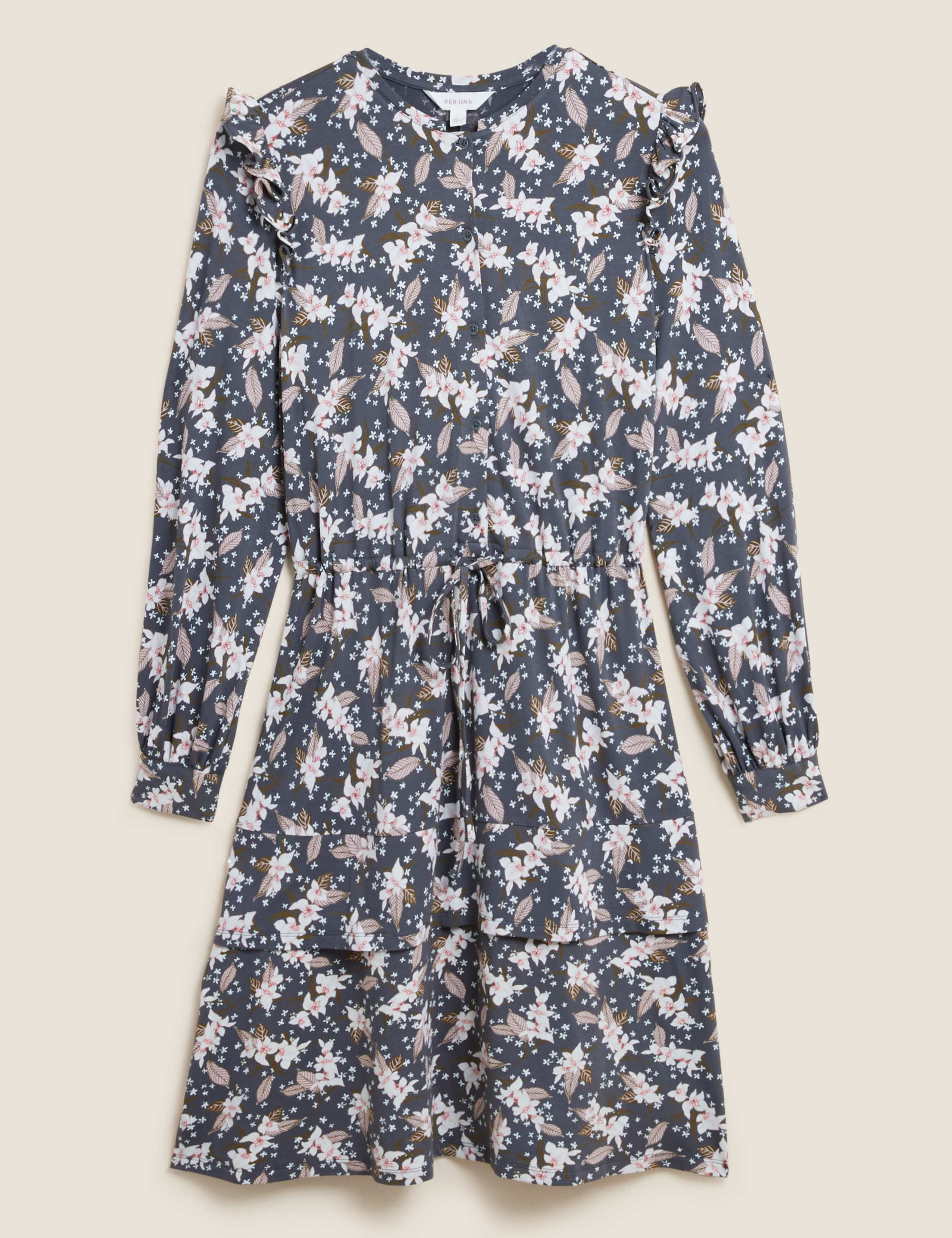 Jersey Floral Mini Waisted Dress 2 of 7