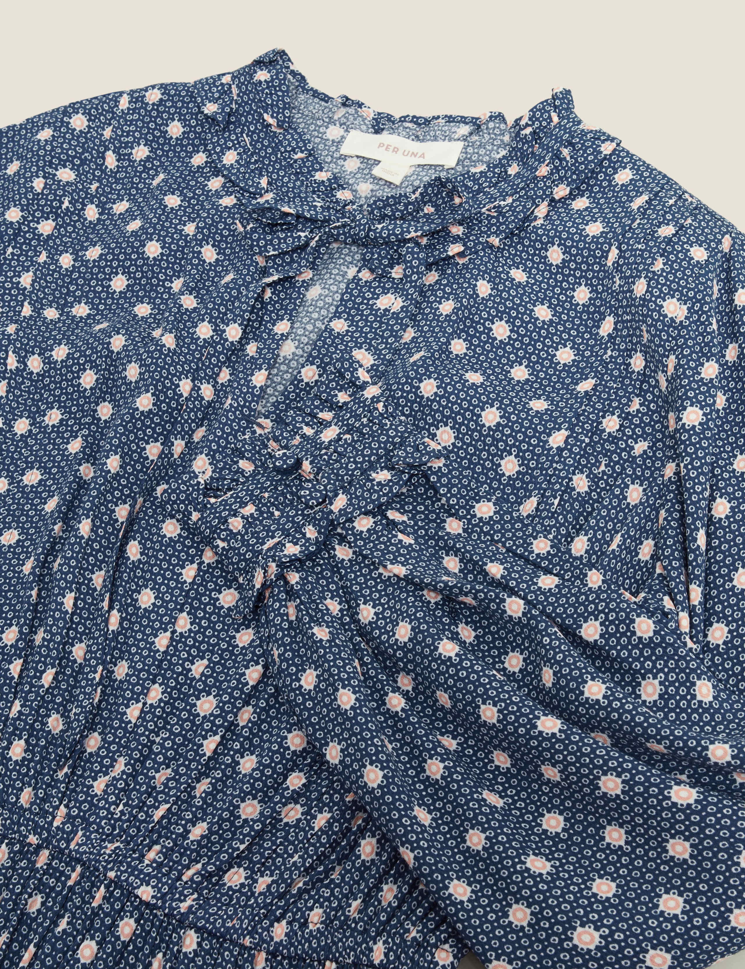 Spot Print Tie Neck Midaxi Waisted Dress 6 of 6