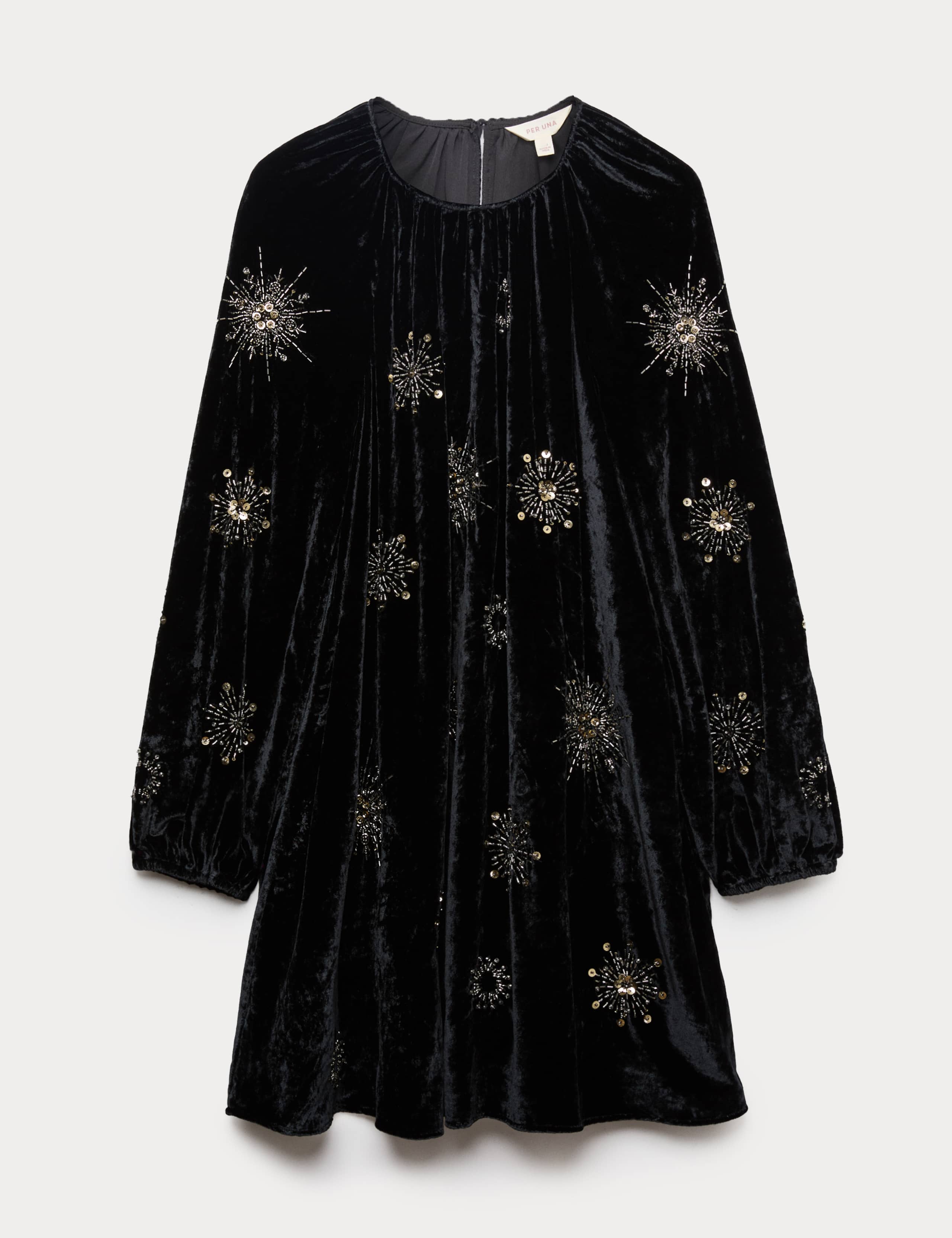 Velvet Embellished Mini Swing Dress 2 of 6