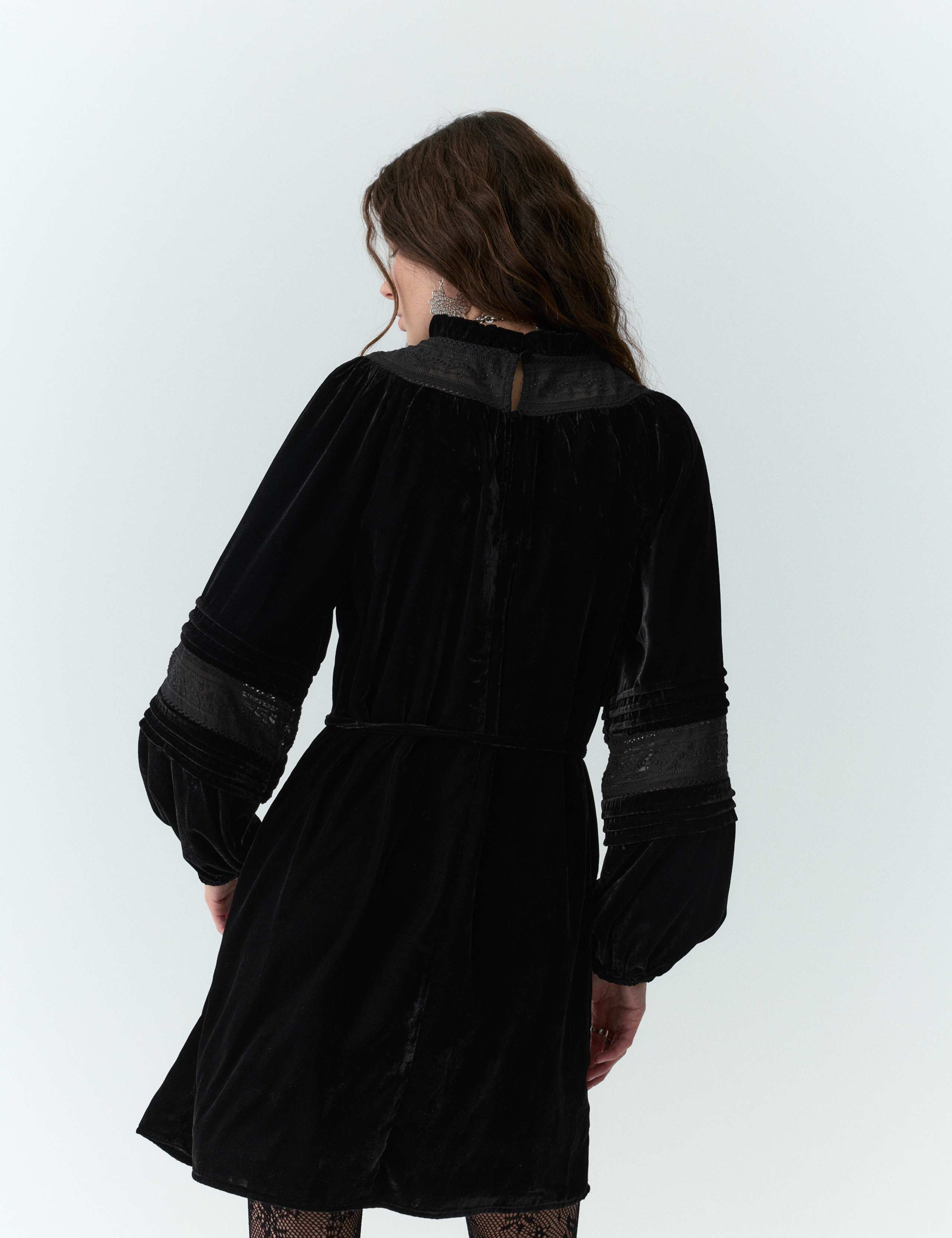 Velvet Embroidered Mini Swing Dress 5 of 6