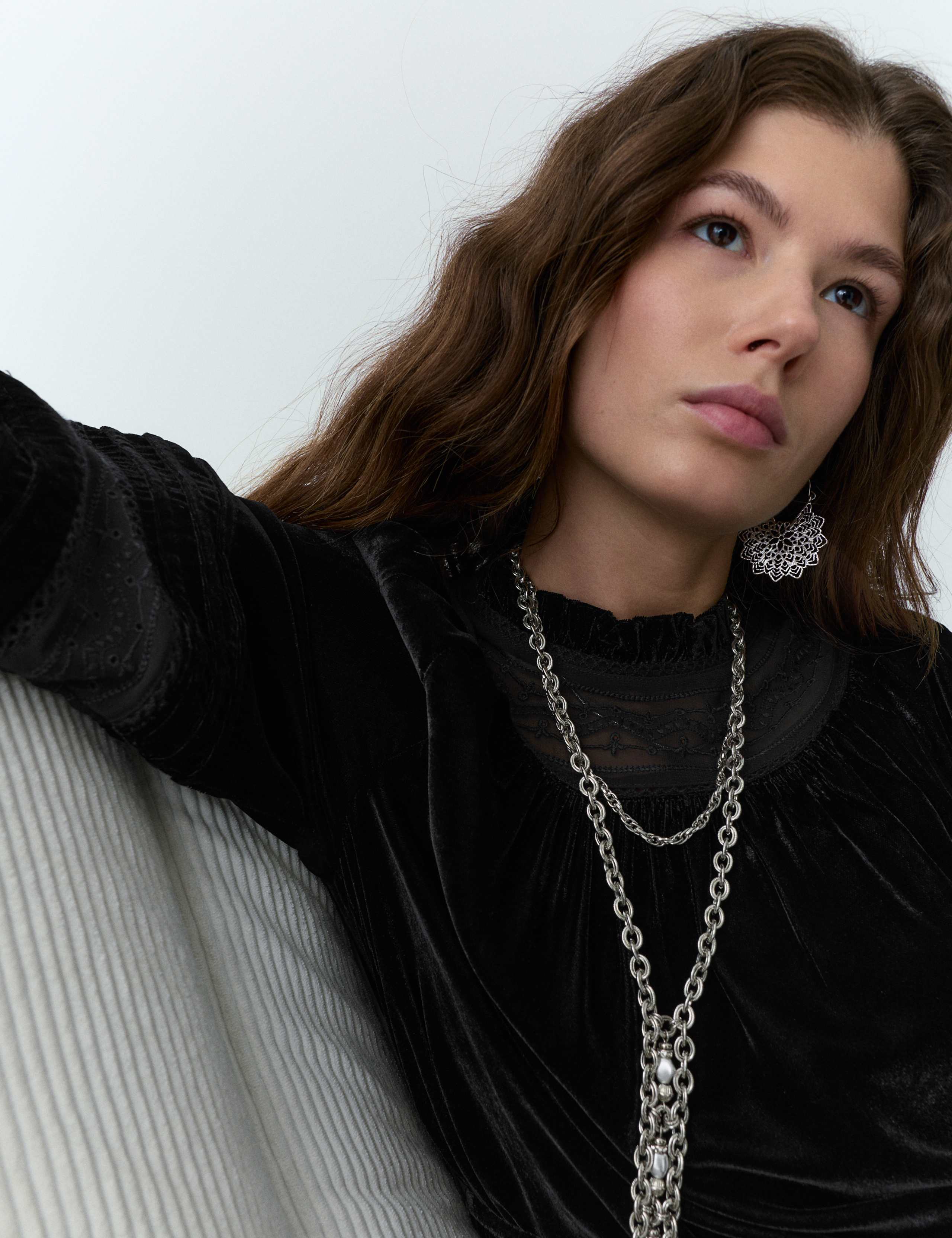 Velvet Embroidered Mini Swing Dress 6 of 6