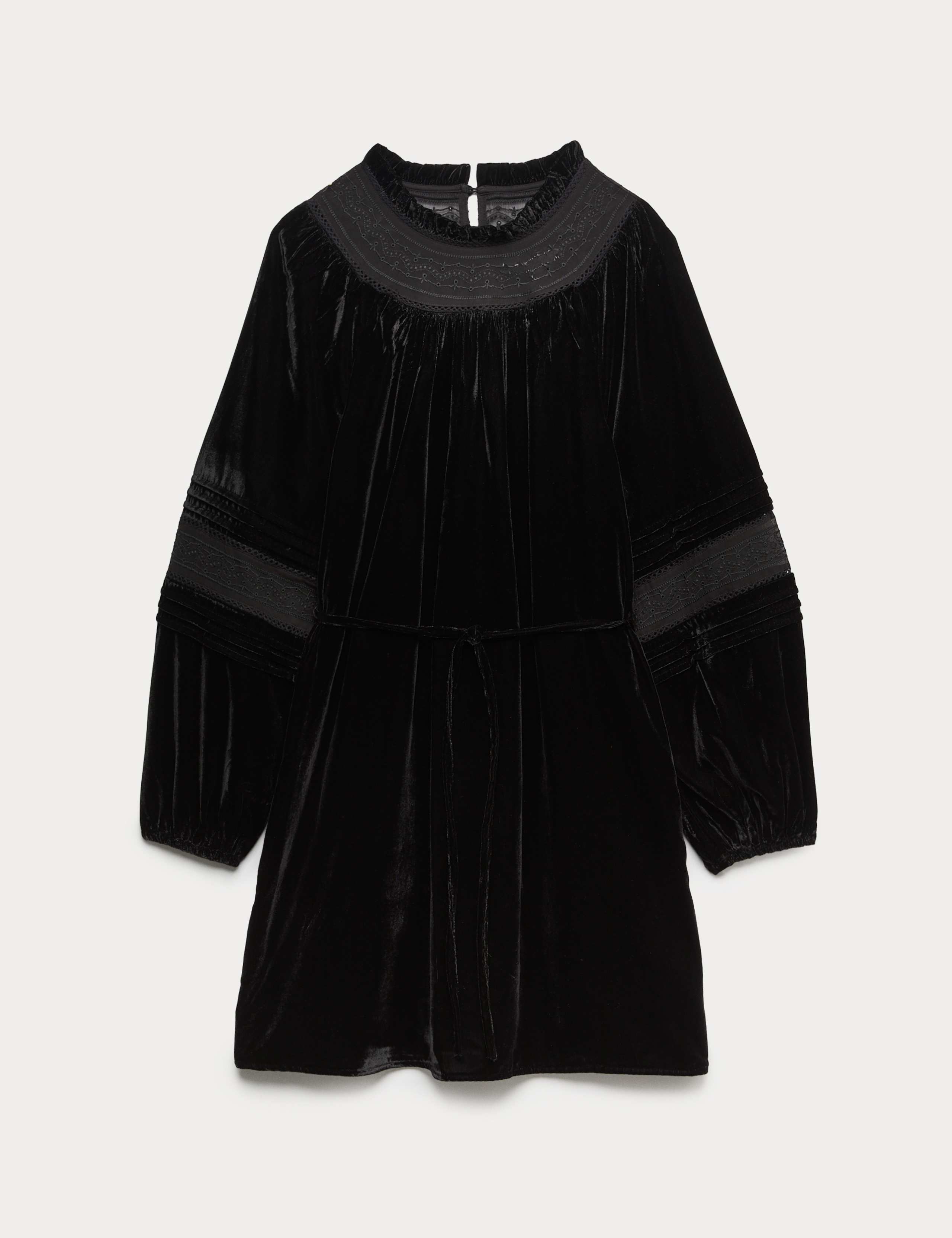 Velvet Embroidered Mini Swing Dress 2 of 6