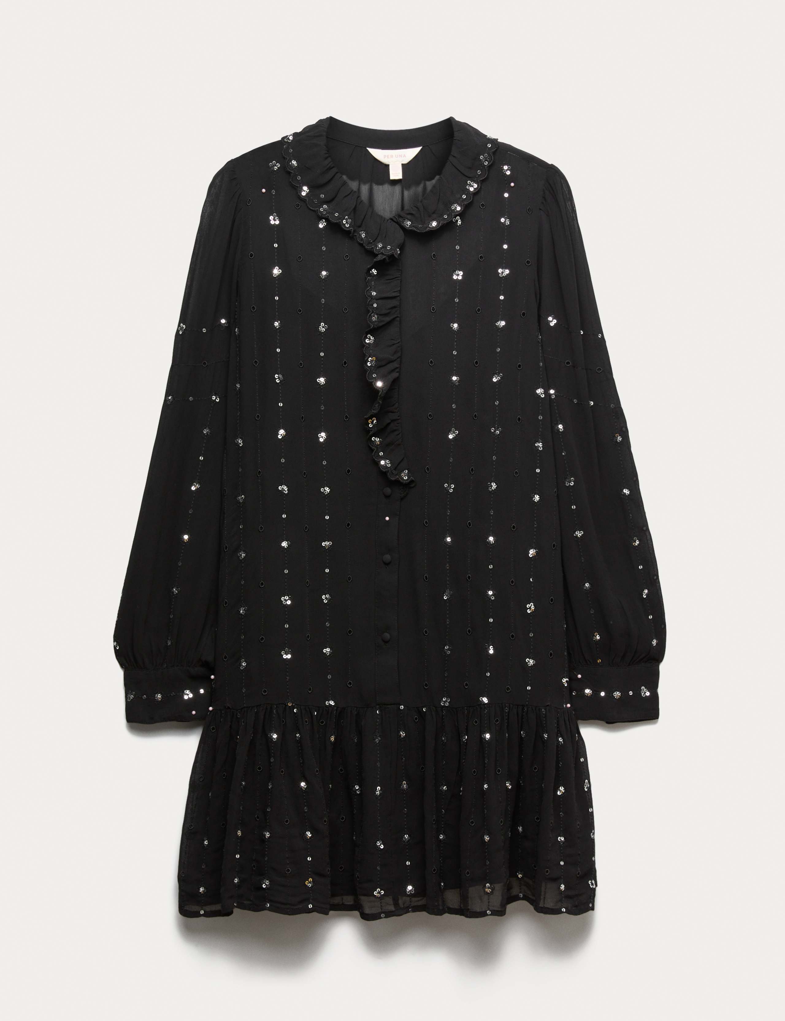 Chiffon Subtle Sequin Mini Tiered Dress 2 of 5