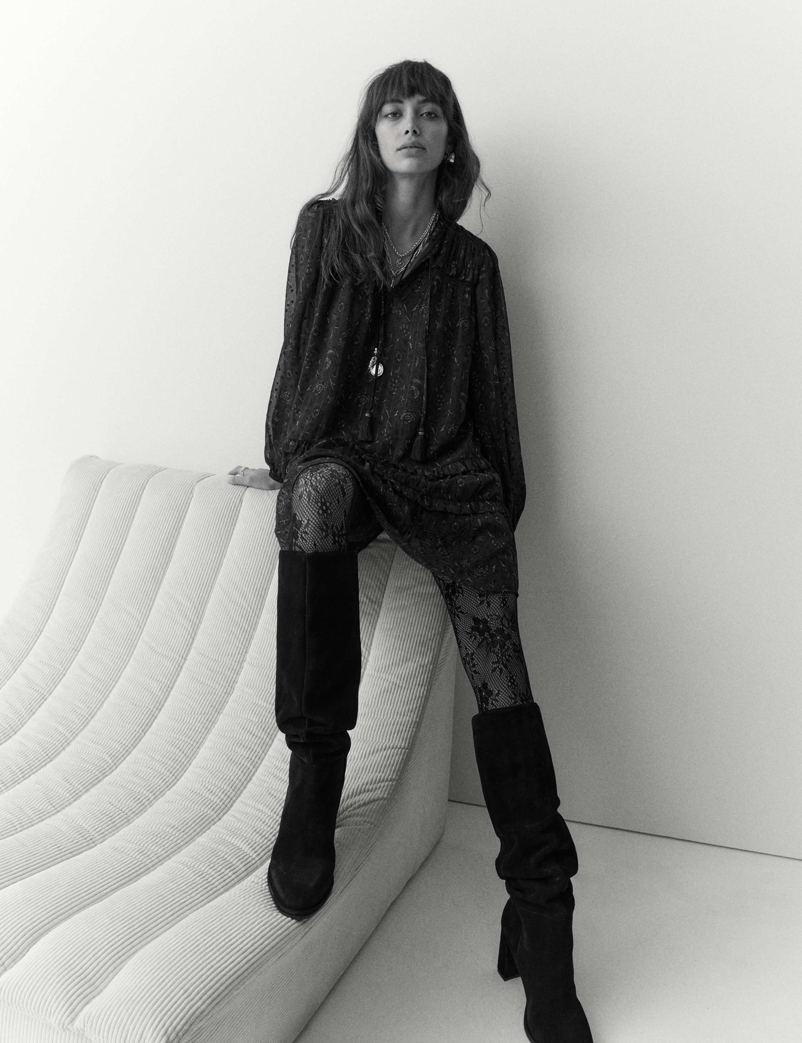 Chiffon Printed Metallic Mini Skater Dress 4 of 5