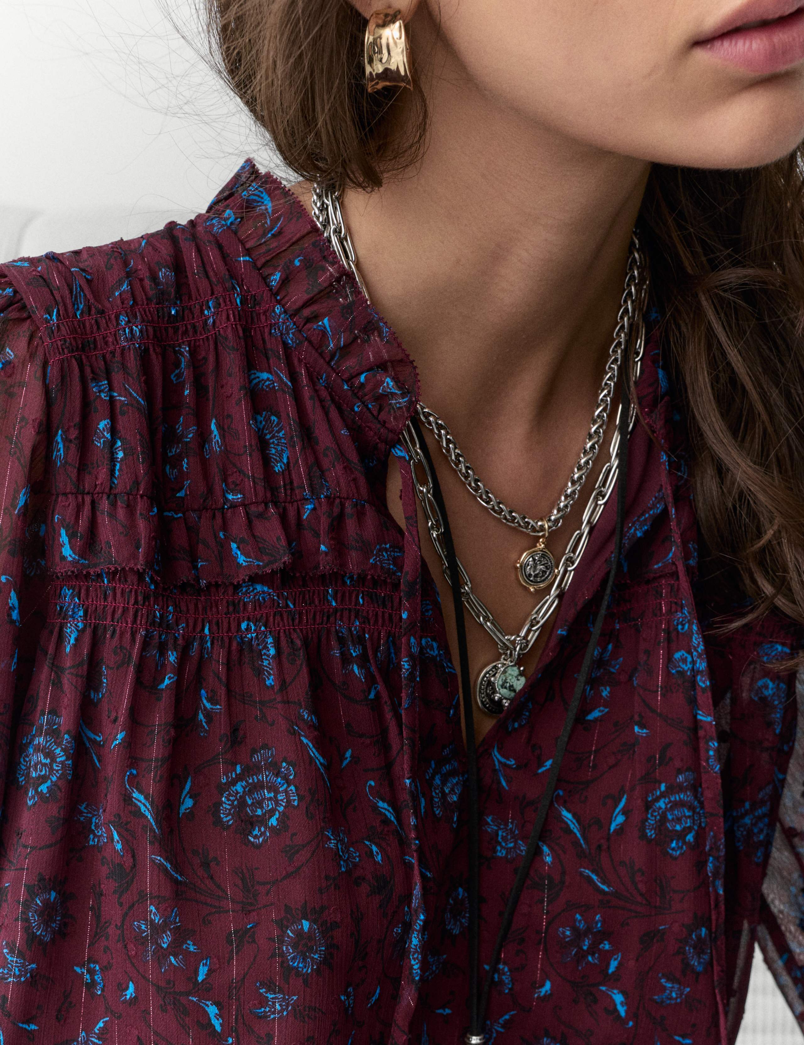 Chiffon Printed Metallic Mini Skater Dress 5 of 5