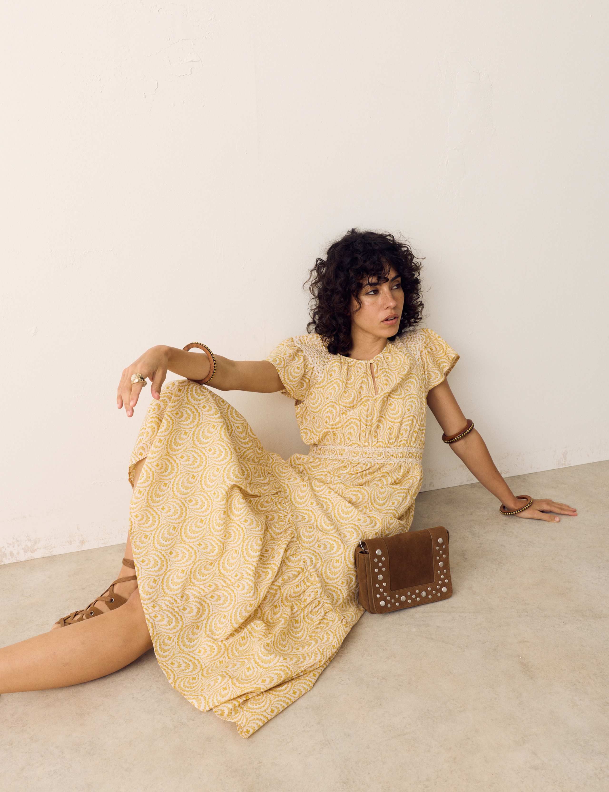 Cotton Rich Printed Midi Waisted Dress 3 of 6