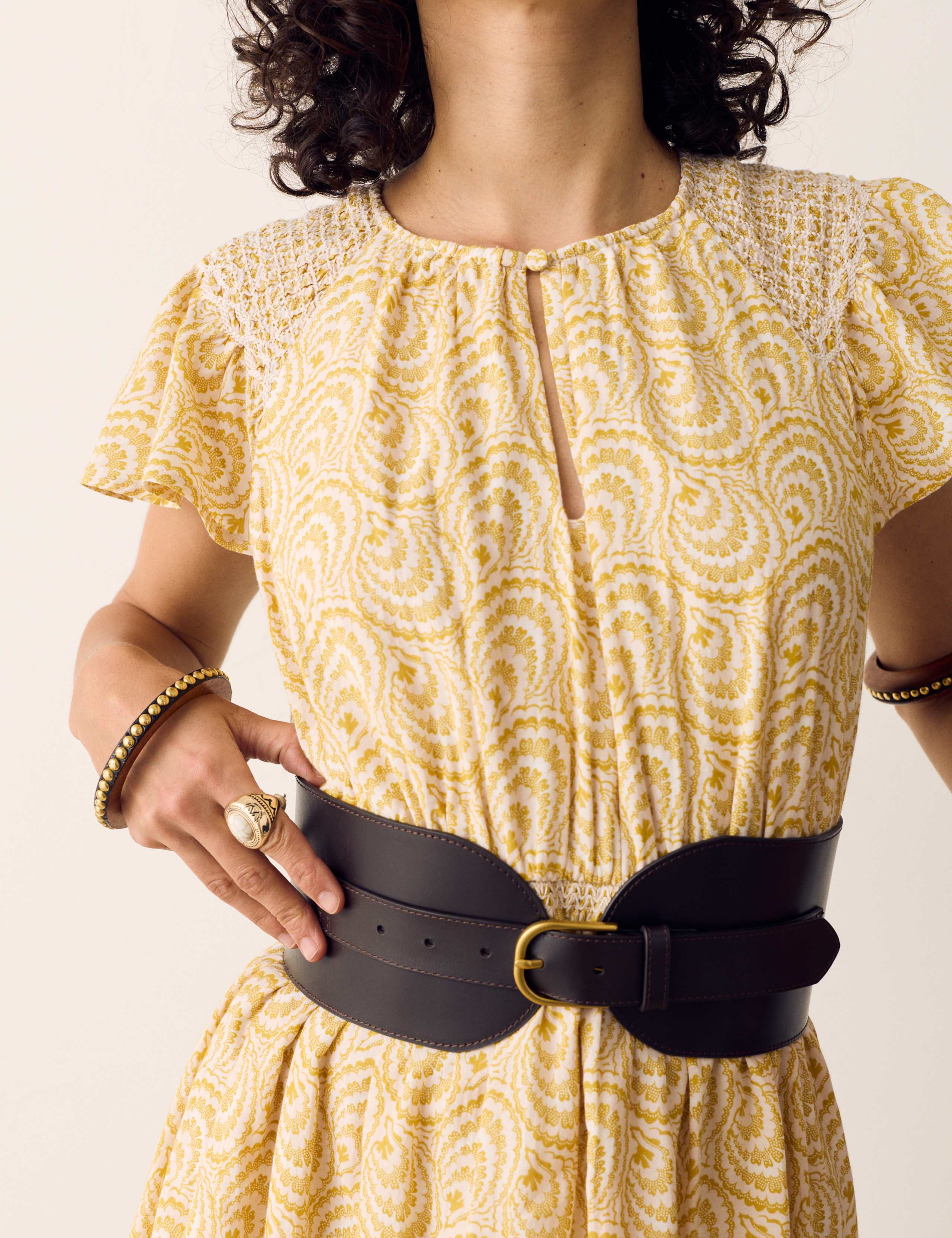 Cotton Rich Printed Midi Waisted Dress 4 of 6