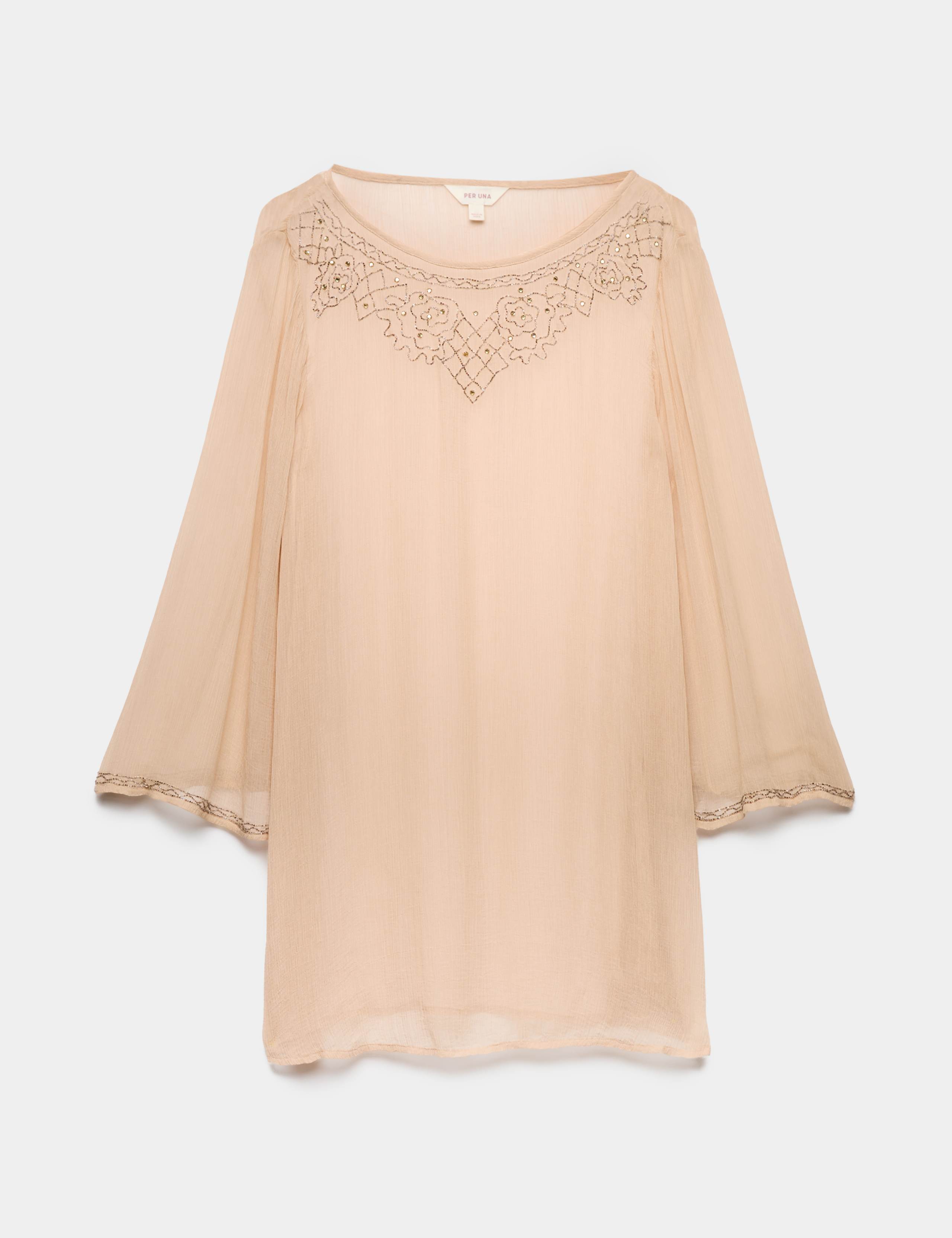 Cupro Beaded Flute Sleeves Tunic 2 of 6