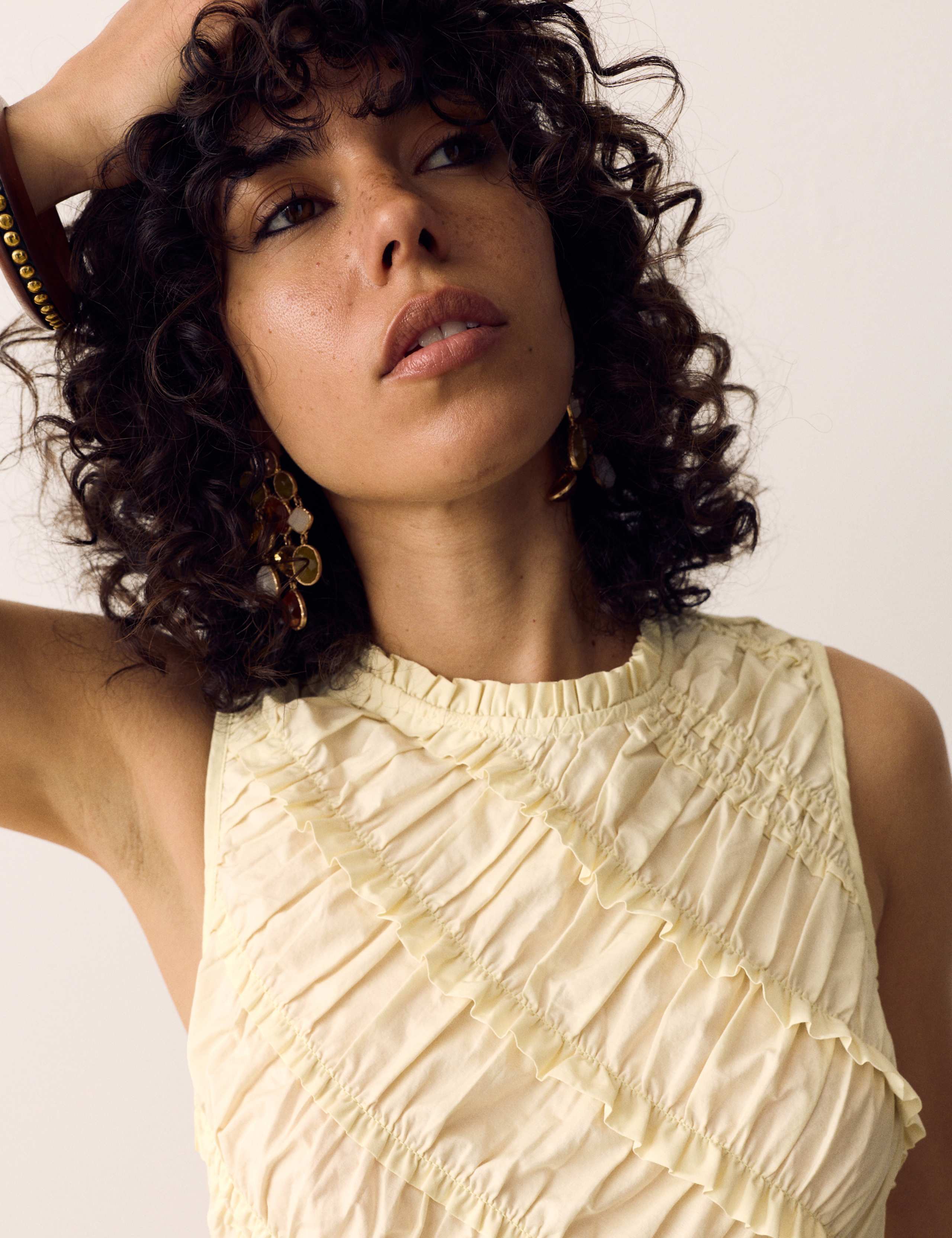 Pure Cotton Shirred Sleeveless Midi Dress 3 of 6