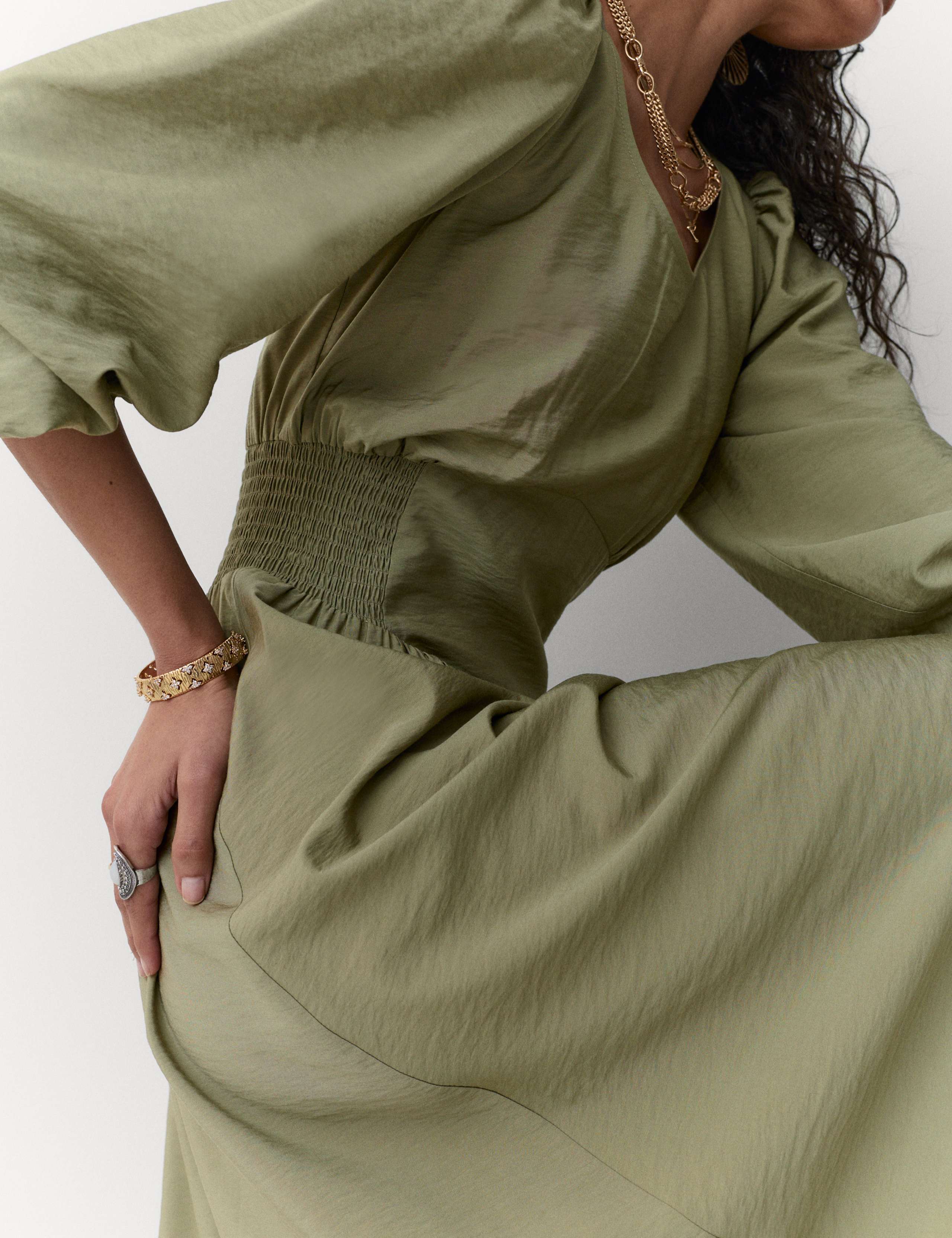 Scoop Neck Midi Shirred Dress 4 of 5