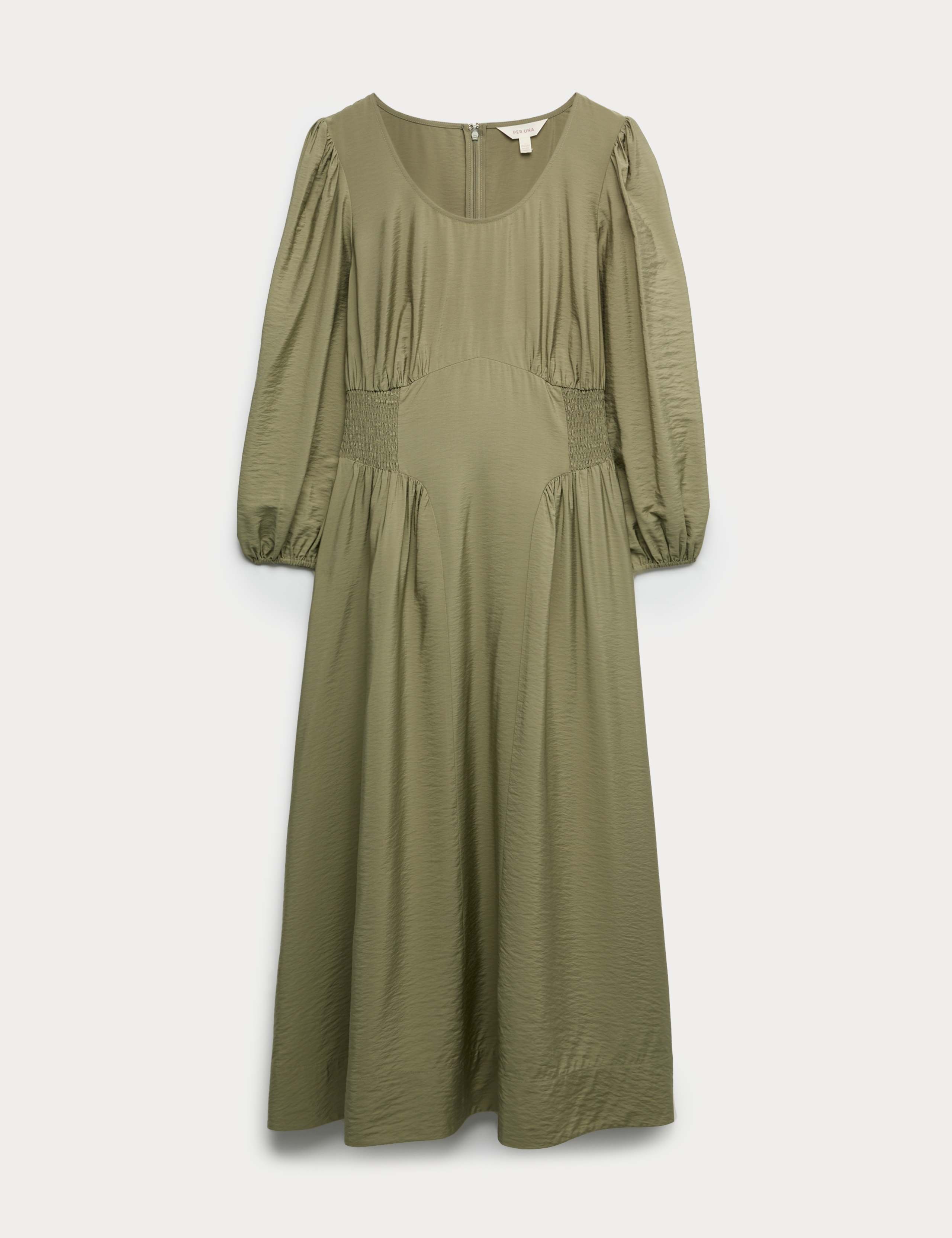 Scoop Neck Midi Shirred Dress 2 of 5