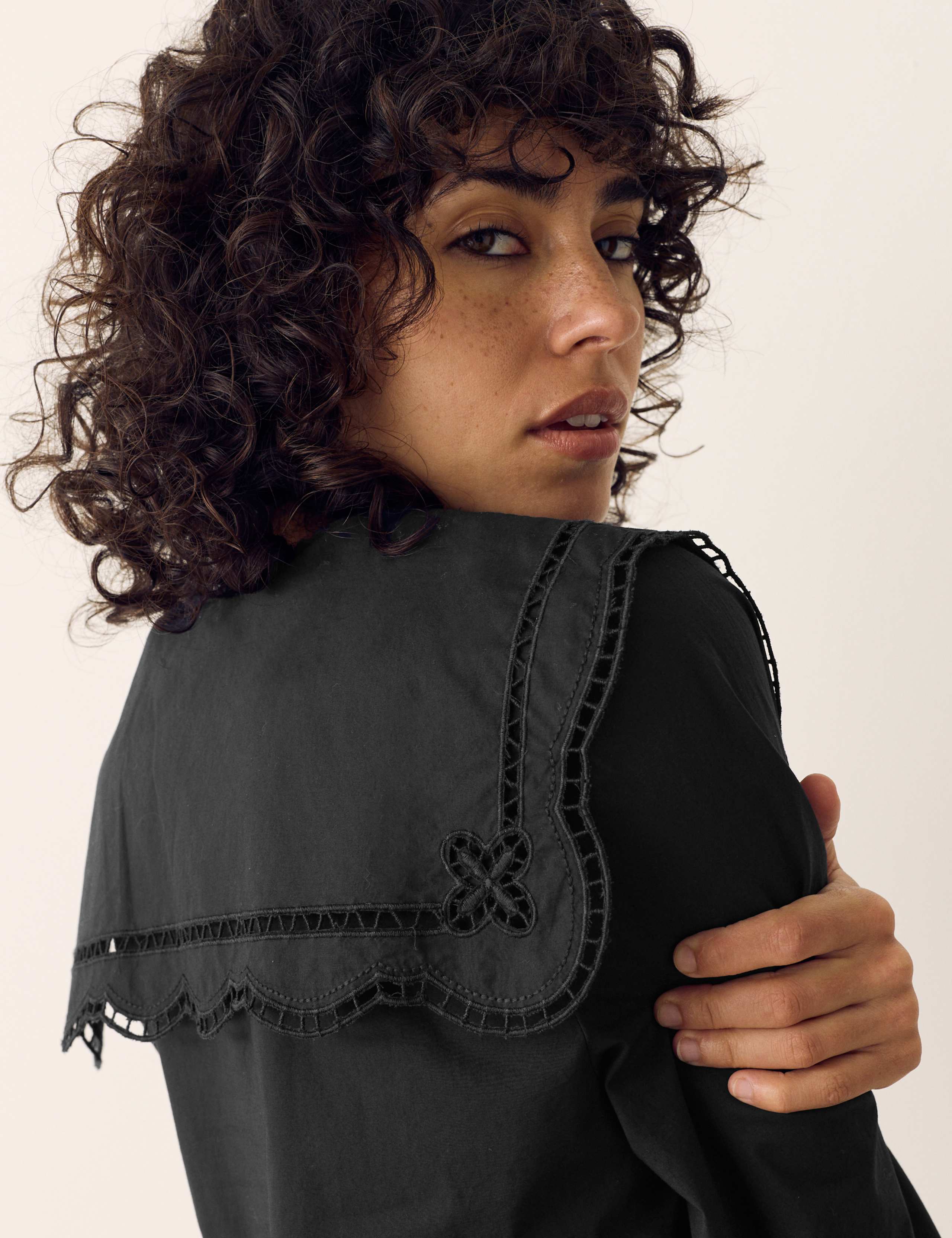 Pure Cotton Broderie Midi Smock Dress 3 of 6