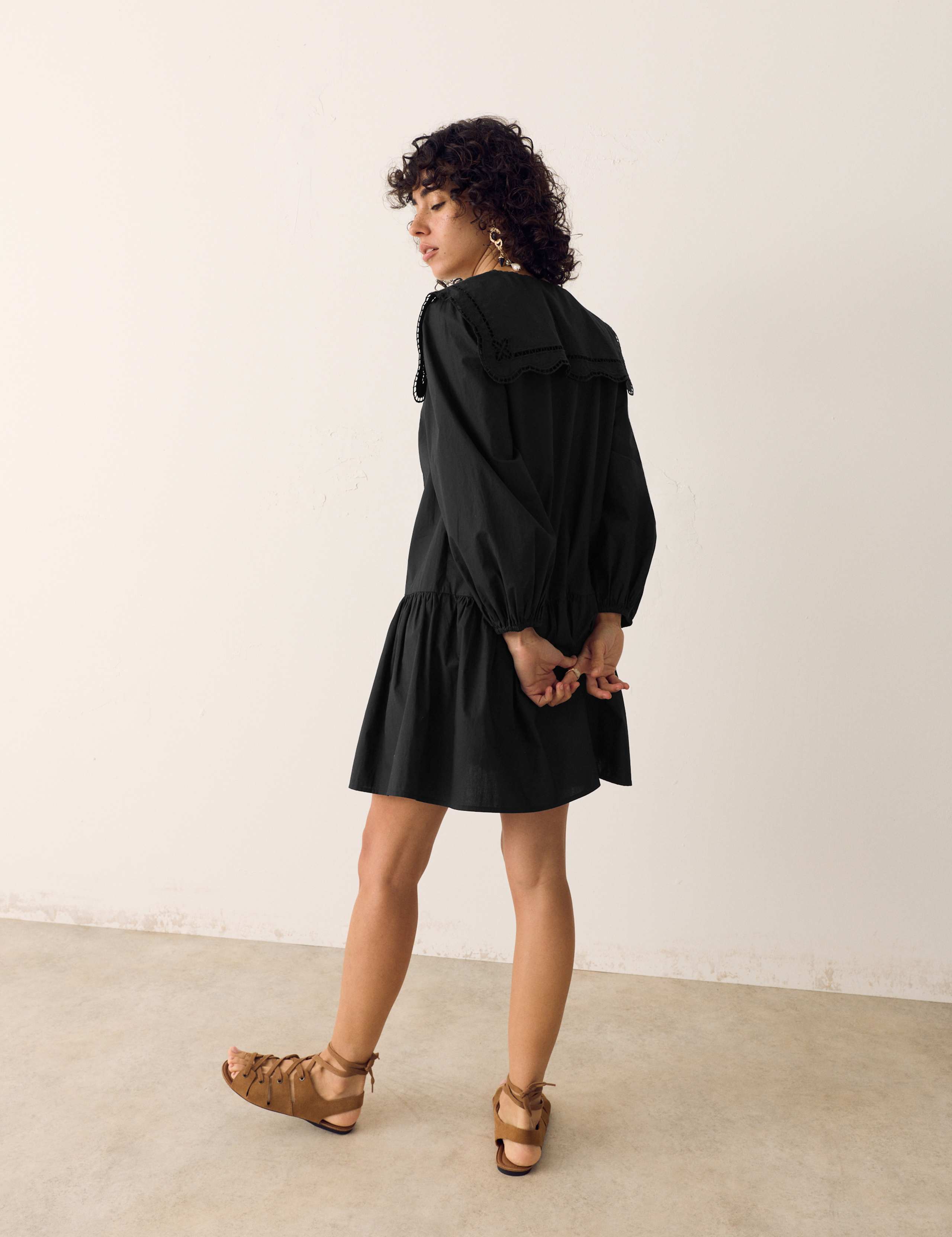 Pure Cotton Broderie Midi Smock Dress 5 of 6